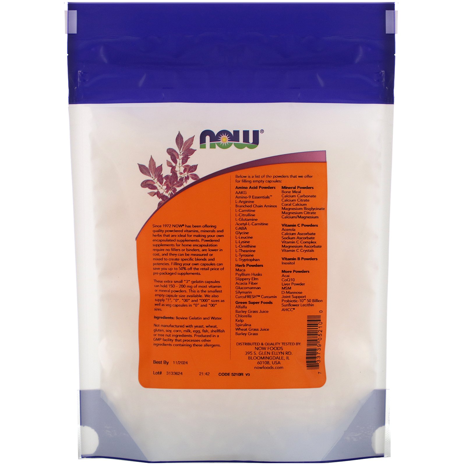 Now Foods, "3" Gelatin Caps, Extra Small Size, Approx. 1,000 Empty Gelatin Capsules - Imagem 2