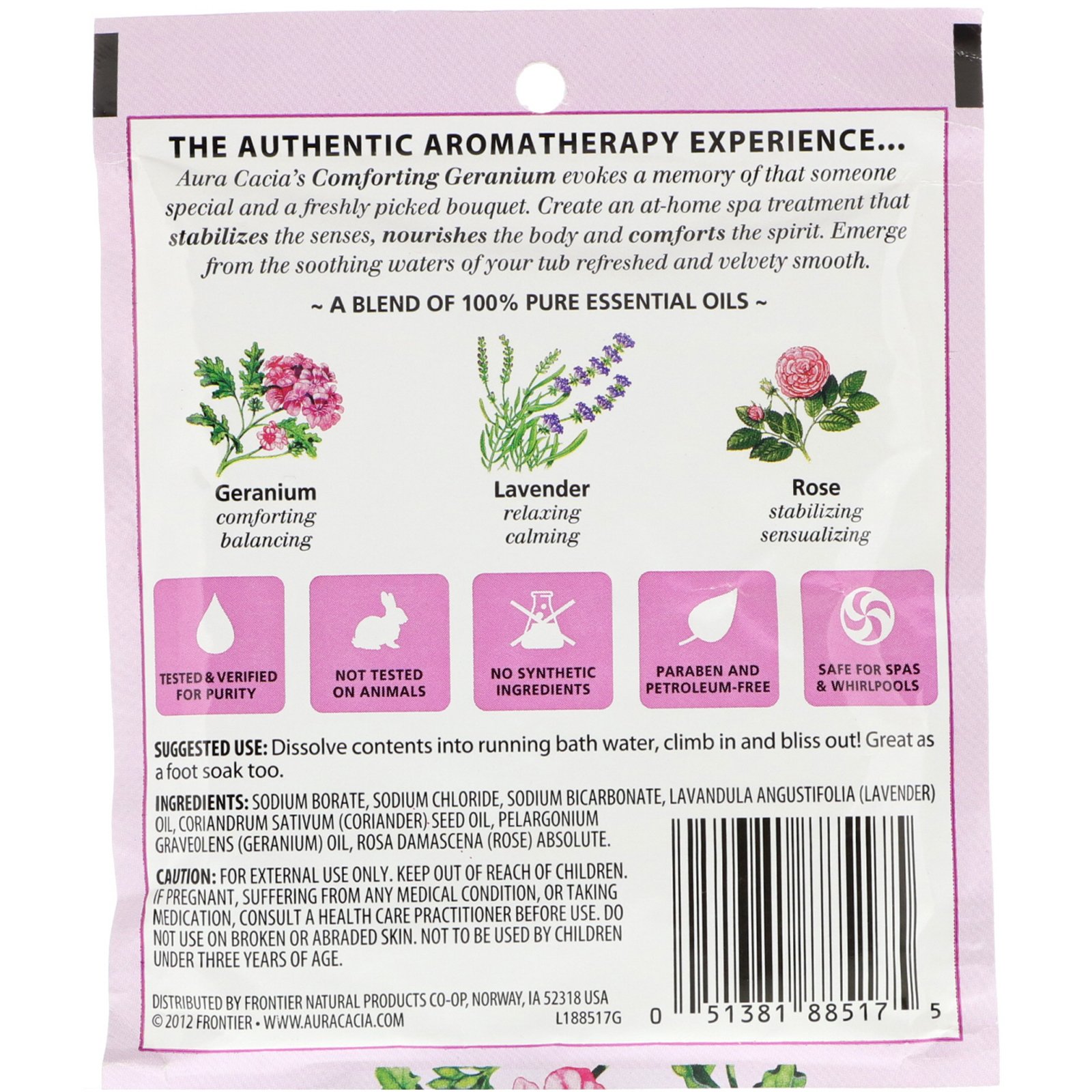 Aura Cacia, Banho Mineral para Aromaterapia, Conforting Geranium, 2.5 oz (70.9 g) - Imagem 2