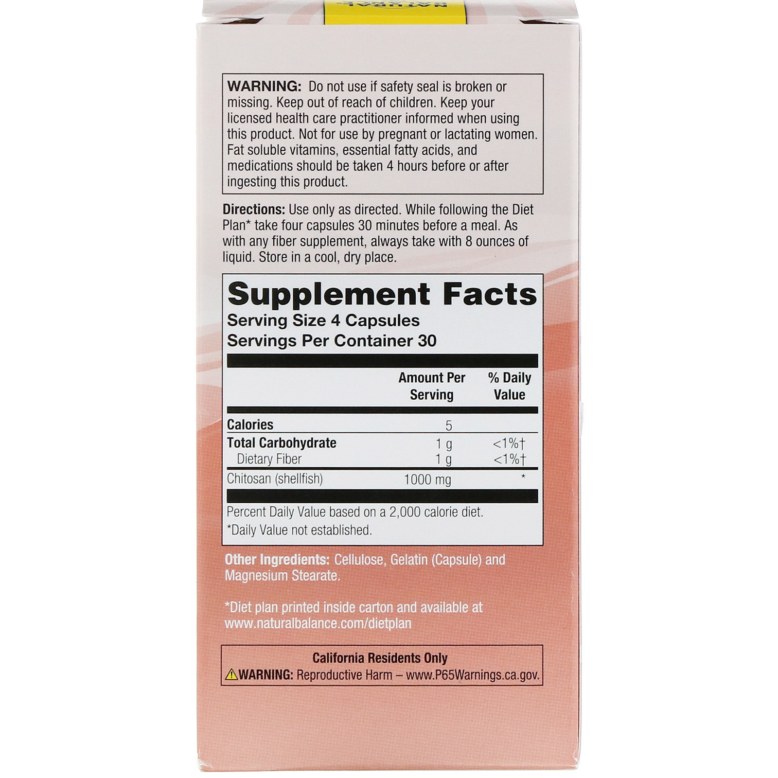 Natural Balance, Quitosana Original, 1.000 mg, 120 Cápsulas - Imagem 2