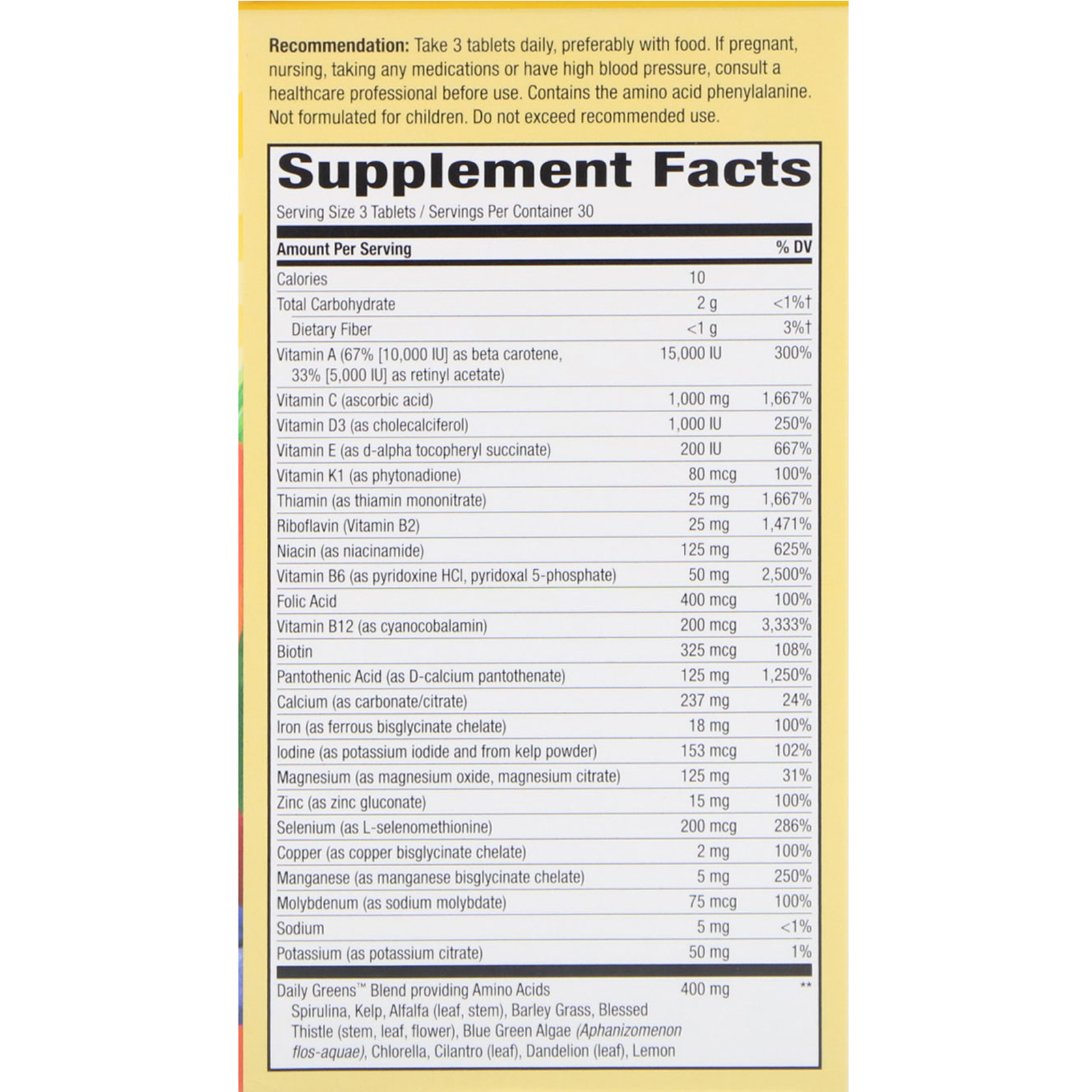 Nature's Way, Alive! Max3 Diário, Multivitamínico, 90 Comprimidos - Imagem 2