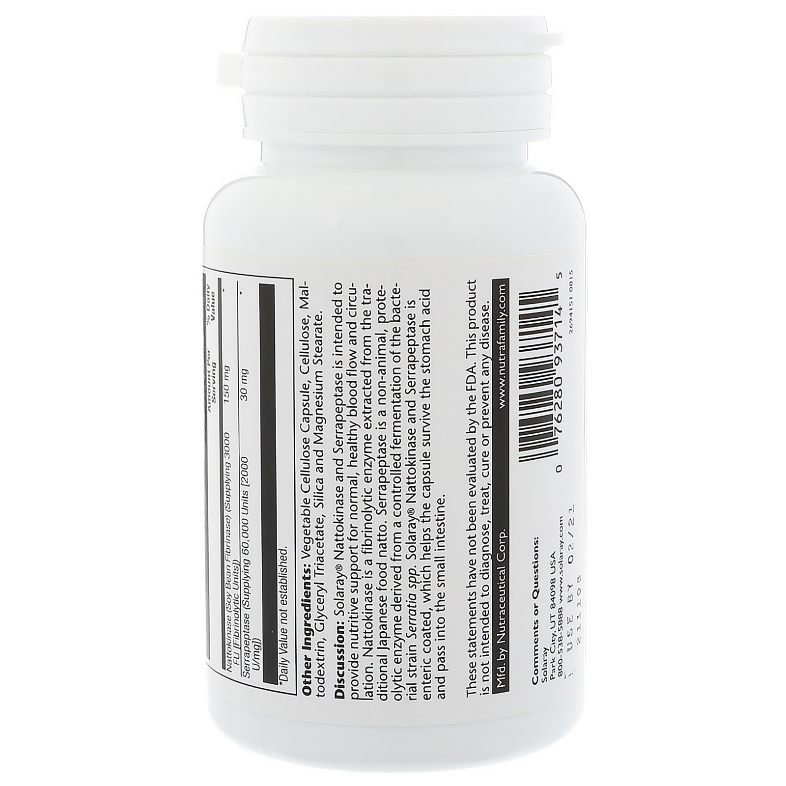 Solaray, Nattokinase Serrapeptase, 30 Cápsulas Vegetarianas - Imagem 3