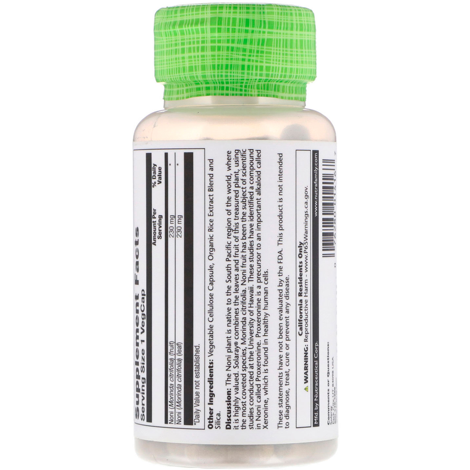 Solaray, Noni, 100 Cápsulas Vegetais - Imagem 2
