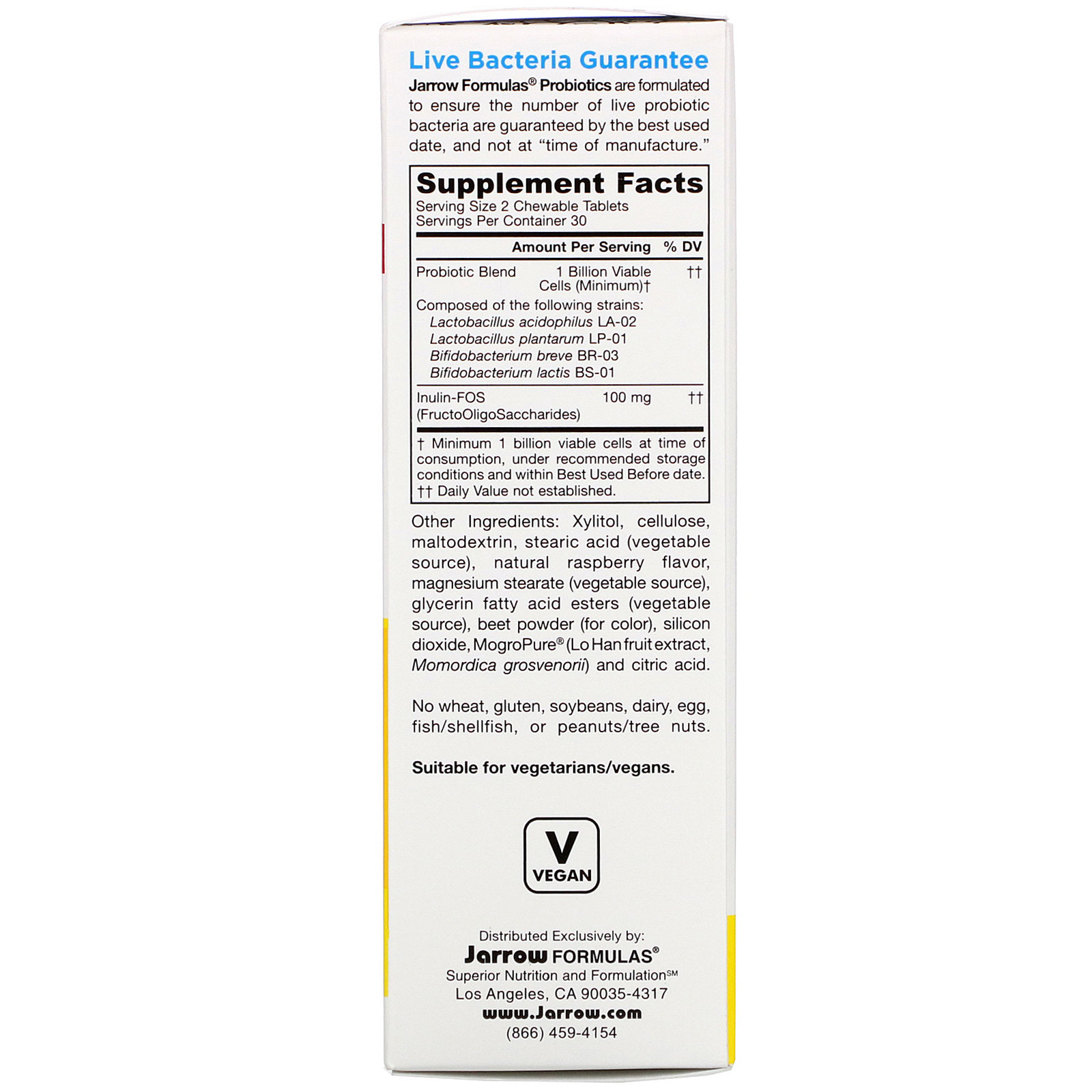 Jarrow Formulas, Jarro-Dophilus Kids, Probiotic + Prebiotic, Sugar Free, Natural Raspberry Flavor, 1 Billion Live Bacteria, 60 Chewable Tablets - Imagem 2