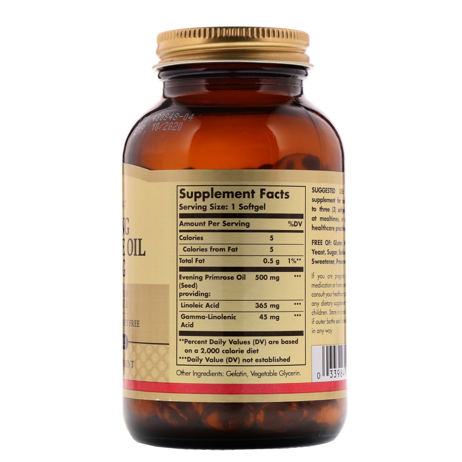 Solgar, Óleo de Prímula, 500 mg, 180 Cápsulas Softgel - Imagem 2