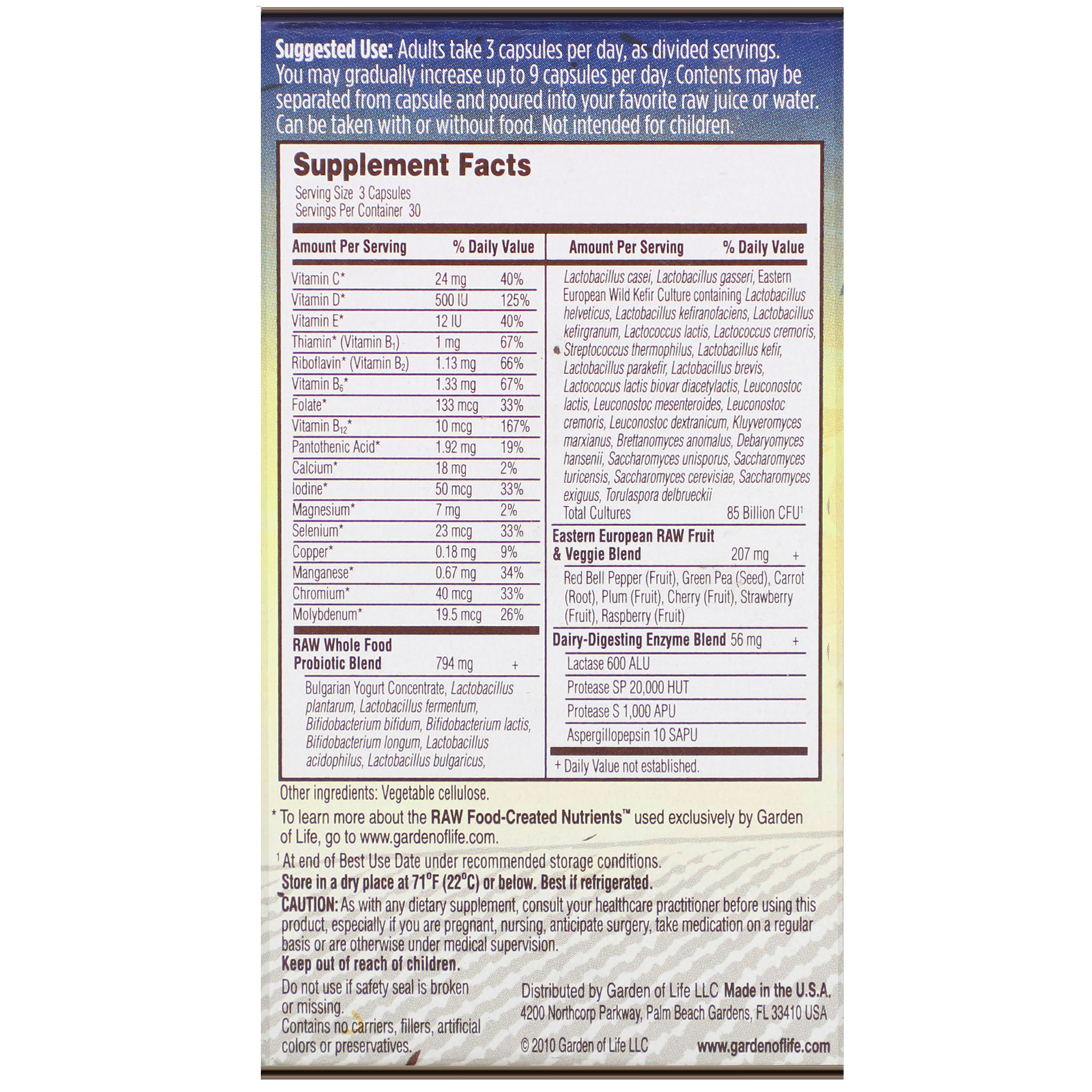 Garden of Life, RAW Probiotics, Men, 85 Bilhões de Culturas Vivas, 90 Cápsulas Vegetais - Imagem 2