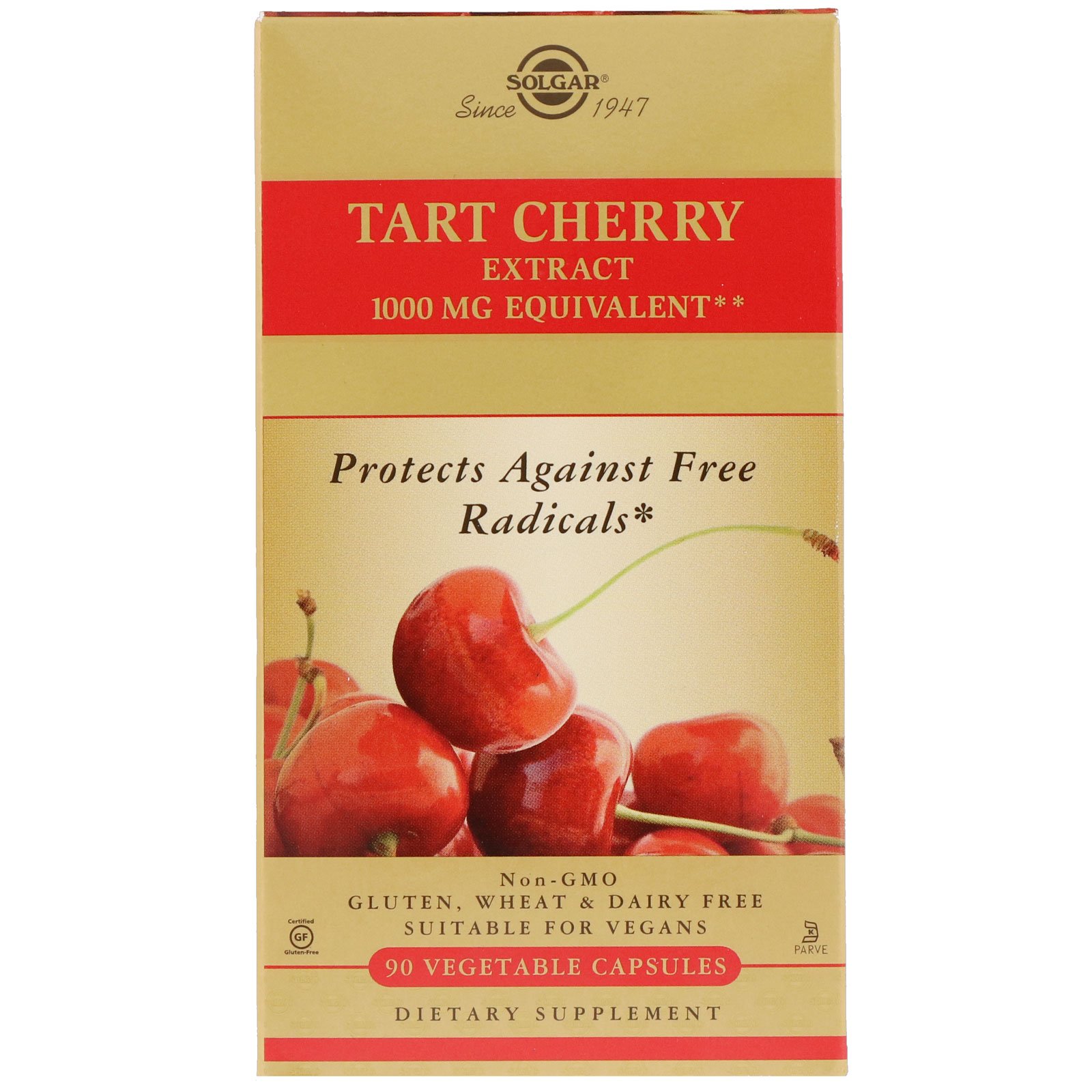 Solgar, Tart Cherry Extract, 90 Cápsulas Vegetais