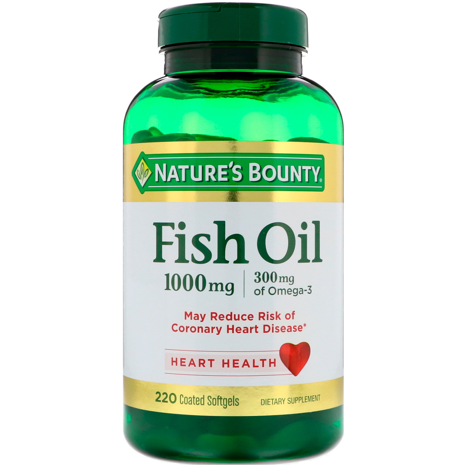 Nature's Bounty, Óleo de peixe sem cheiro, 1.000 mg, 220 Softgels revestidos