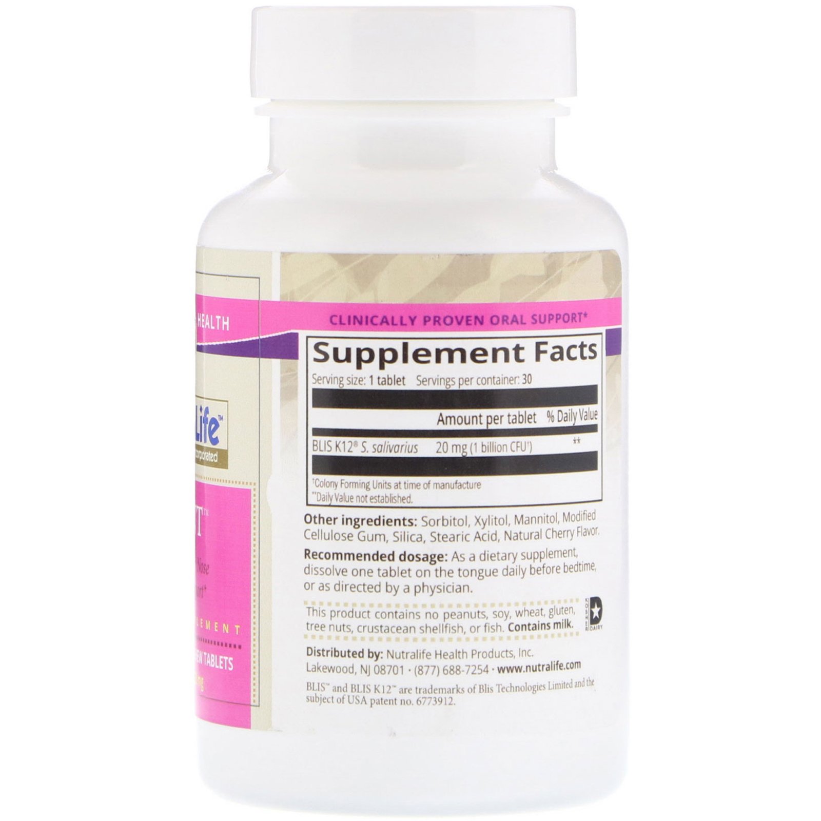 NutraLife, ProvENT com Blis K12, 20 mg, 30 Comprimidos Fáceis de Mastigar - Imagem 2