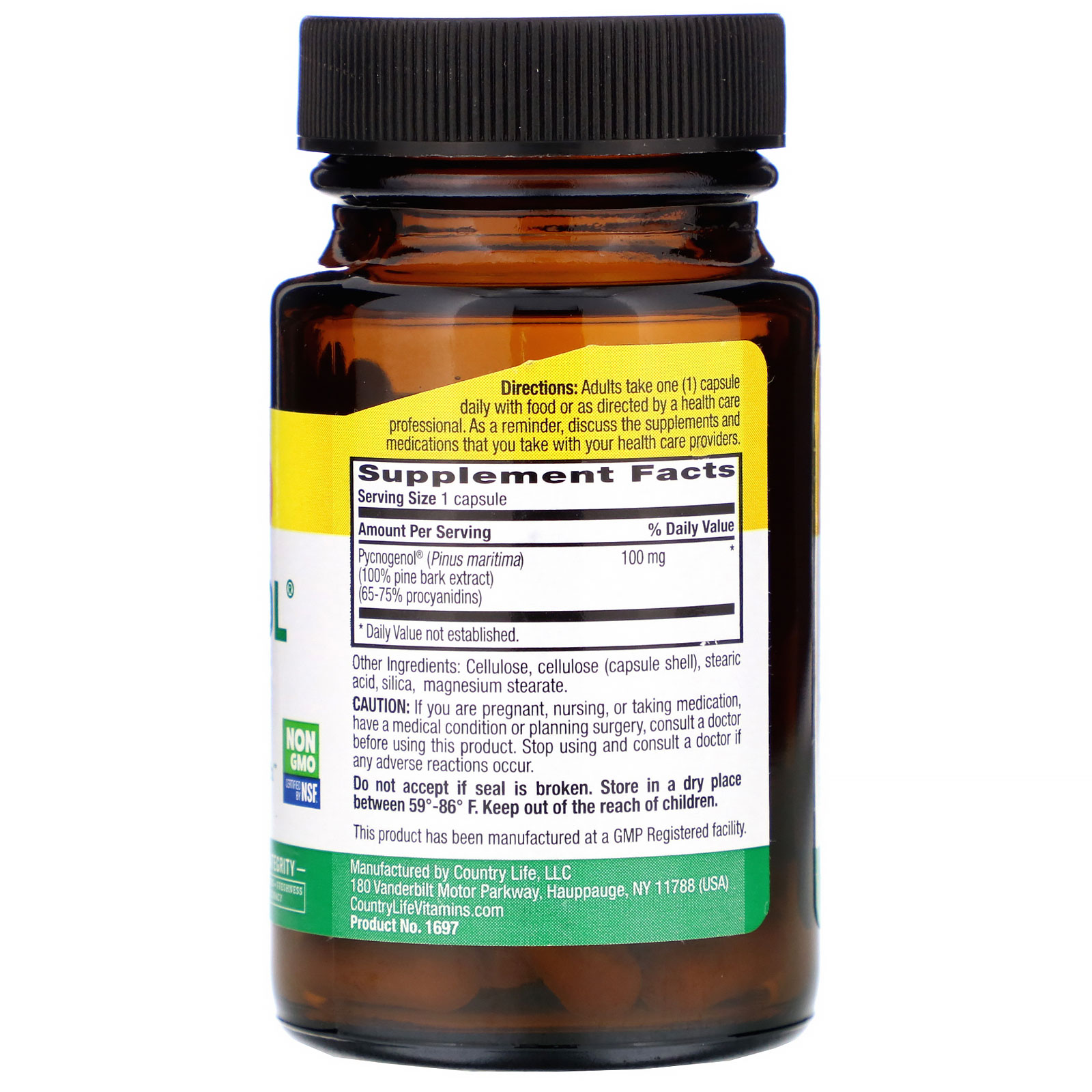 Country Life, Pycnogenol, 100 mg, 30 Vegan Capsules - Imagem 2