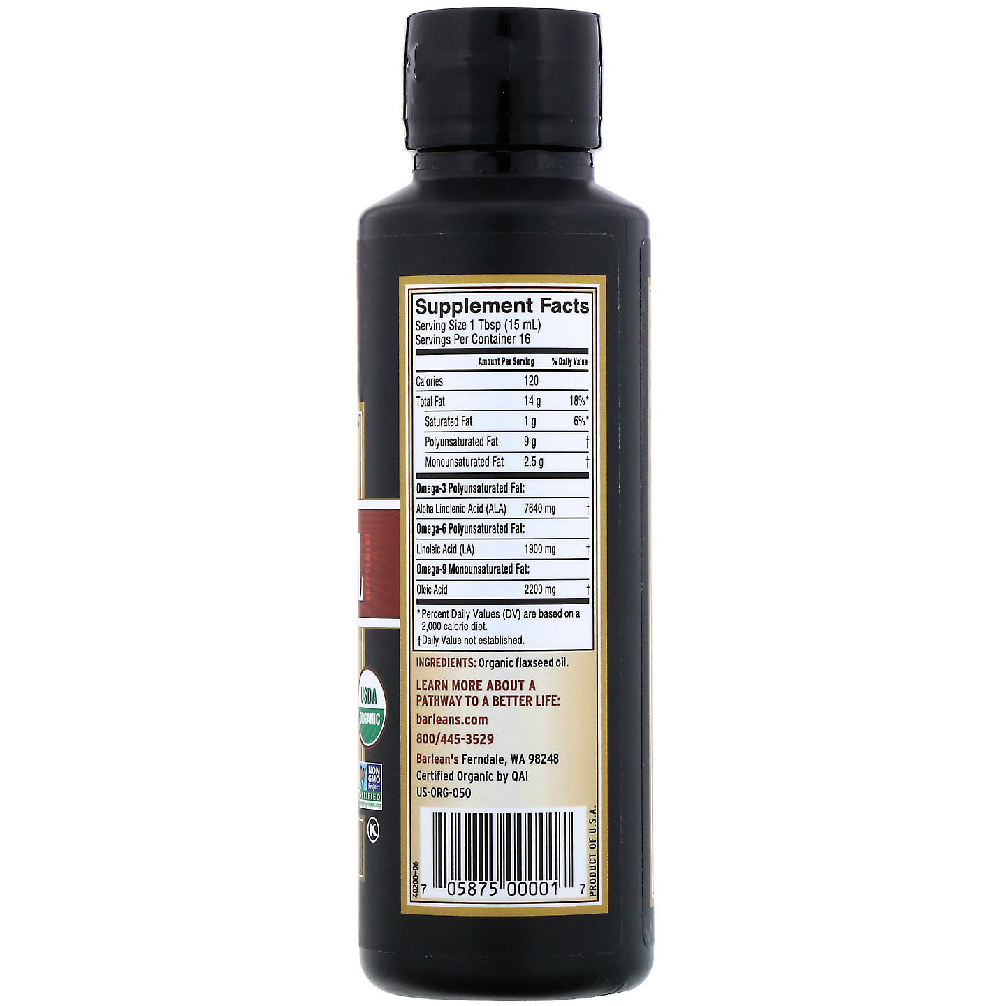 Barlean's, Organic Fresh, Flax Oil, 8 fl oz (236 ml) - Imagem 2