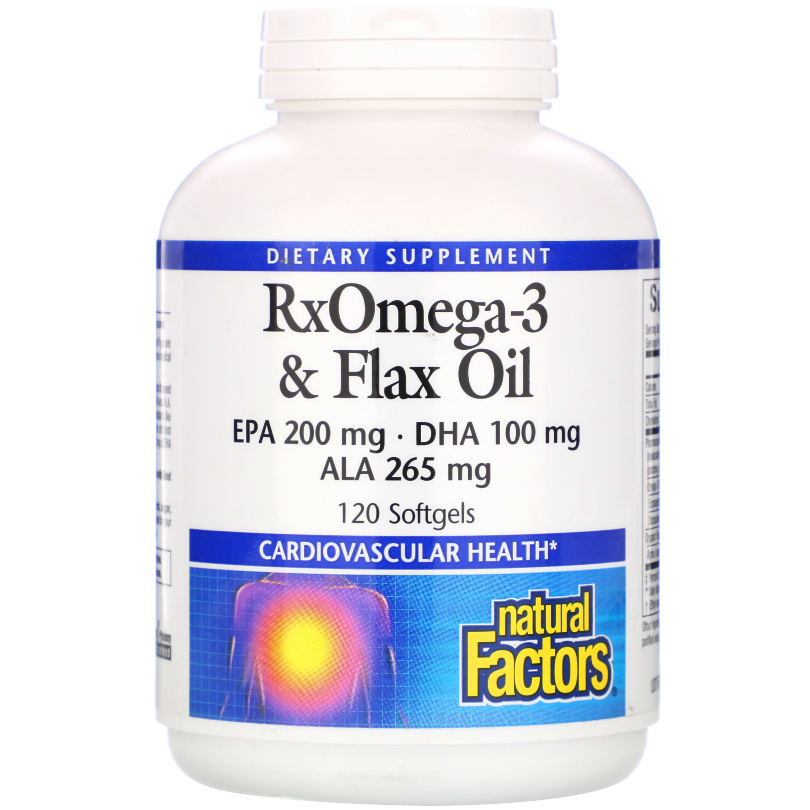 Natural Factors, RxOmega-3 & Óleo de linhaça, 120 cápsulas softgel