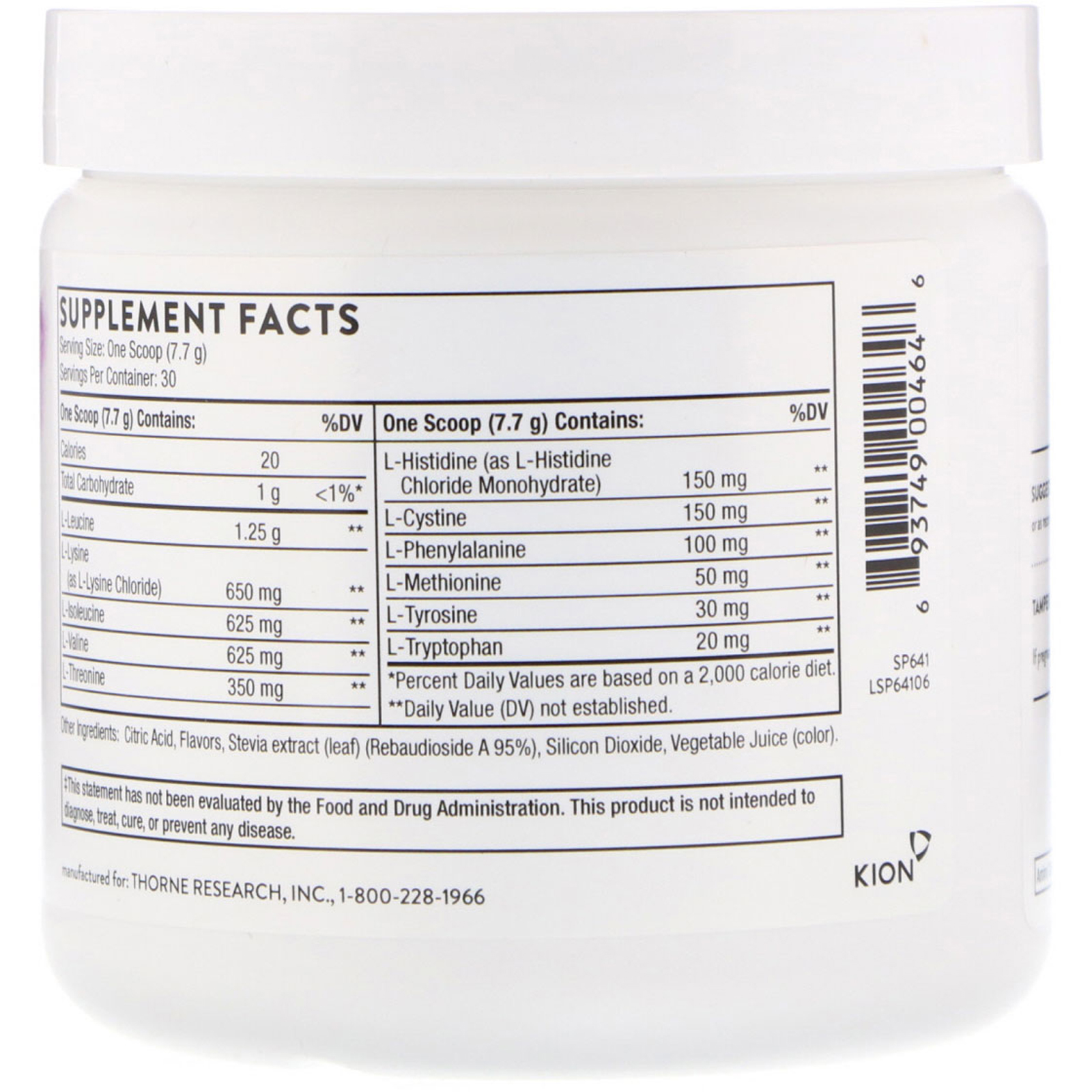 Thorne Research, Amino Complex, Baga, 231 g (8,1 oz) - Imagem 2