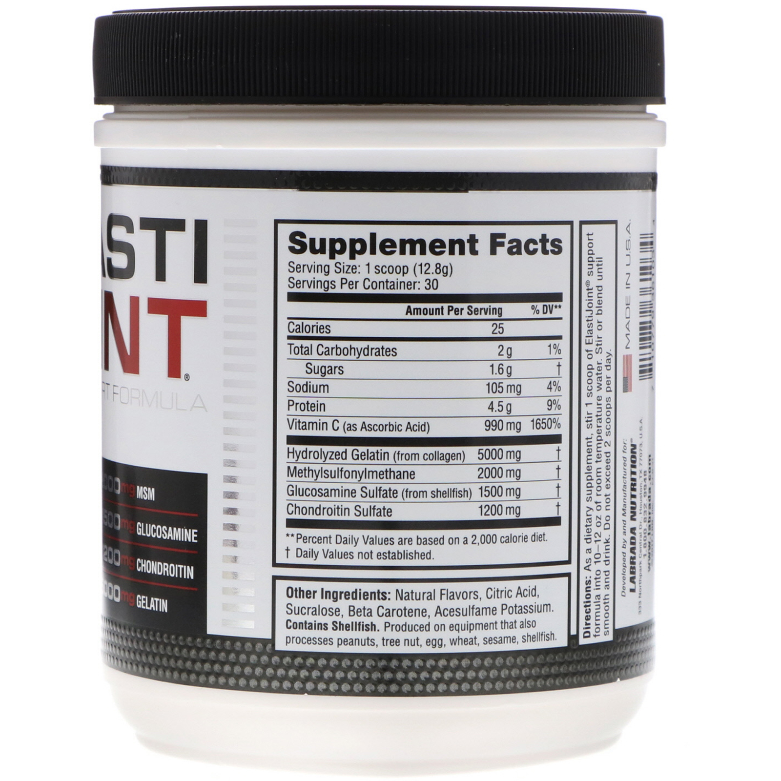 Labrada Nutrition, ElastiJoint, Fórmula de Suporte às Articulações, Sabor de Laranja, 13,54 oz (384 g) - Imagem 2