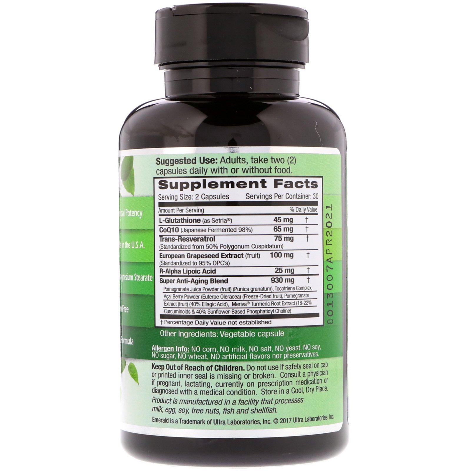 Emerald Laboratories, Complexo anti-idade, 60 cápsulas vegetais - Imagem 2