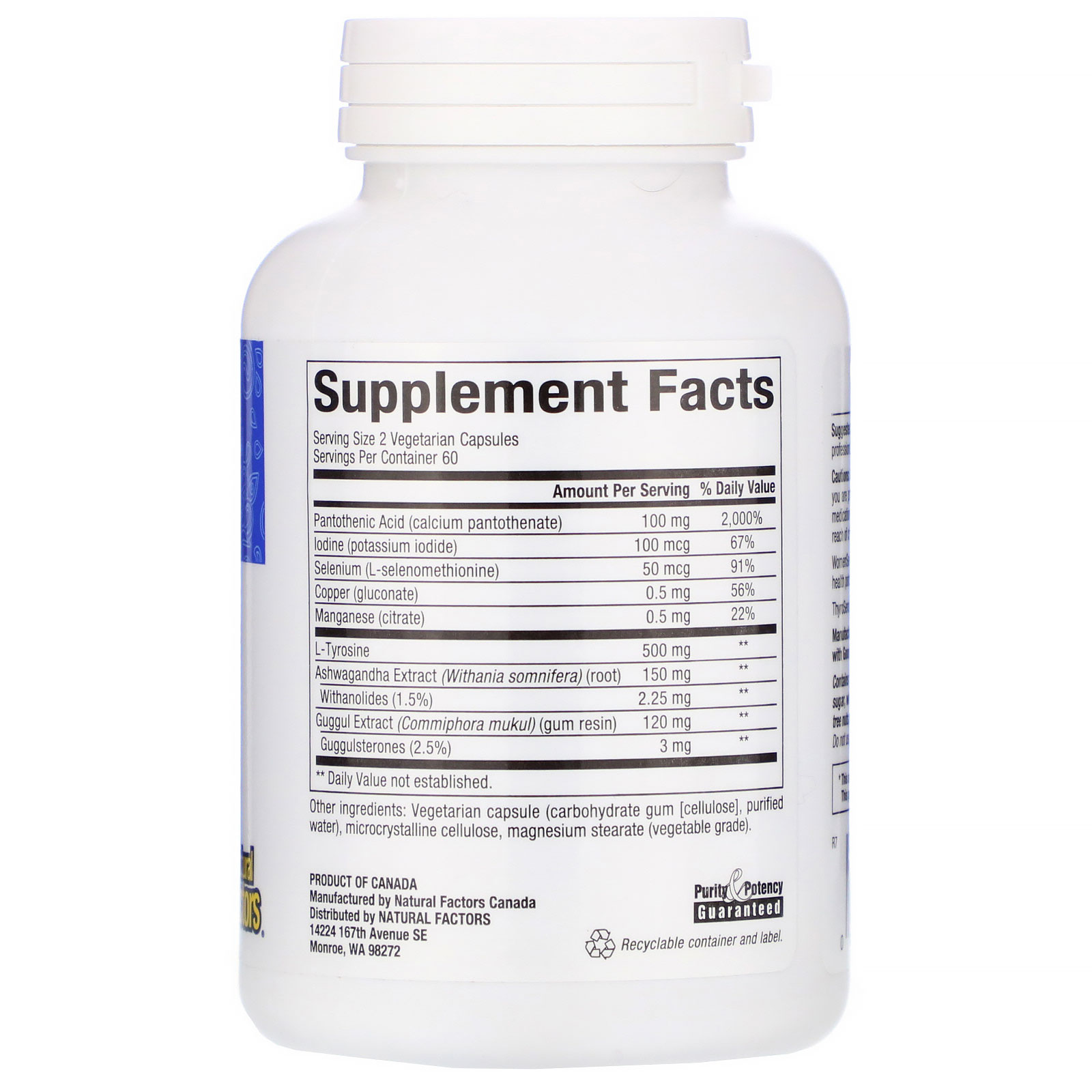 Natural Factors, WomenSense, ThyroSense, Thyroid Formula, 120 Vegetarian Capsules - Imagem 2