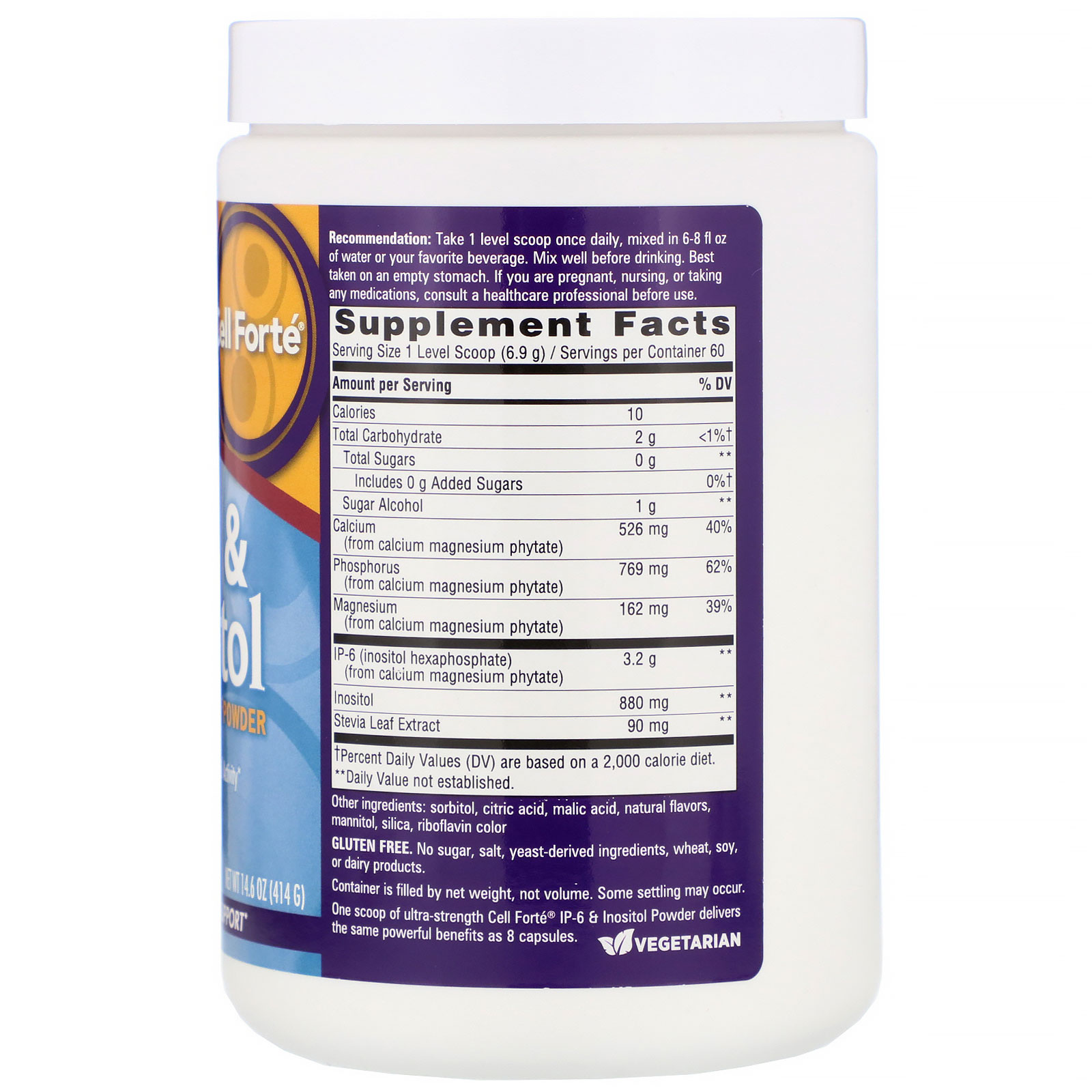 Nature's Way, Cell Forté, IP-6 e Inositol, Em Pó Ultrapotente, Sabor Cítrico, 414 g (14,6 oz) - Imagem 2