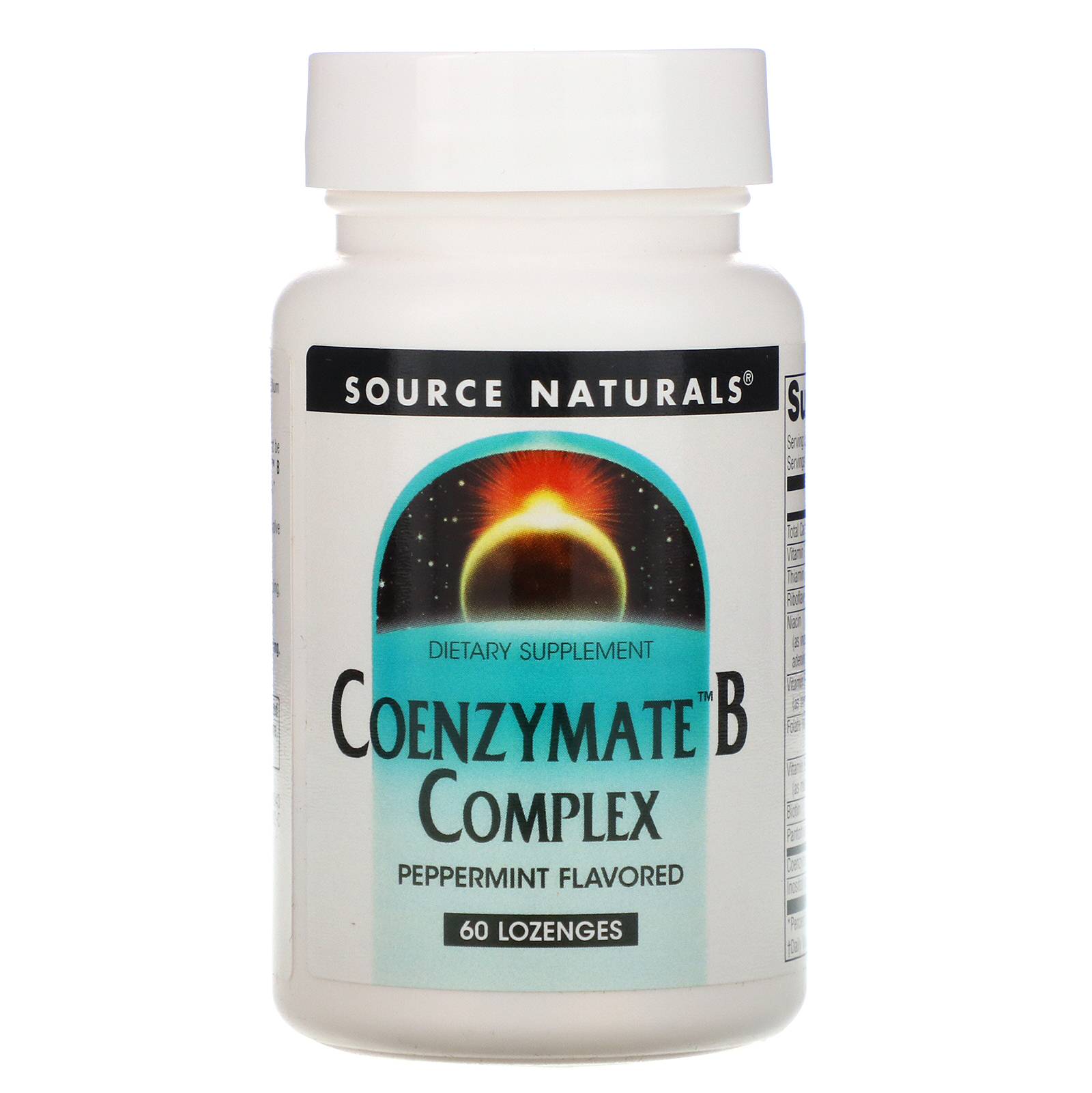 Source Naturals, Complexo B Coenzima, Sublingual Sabor Hortelã, 60 tabletes