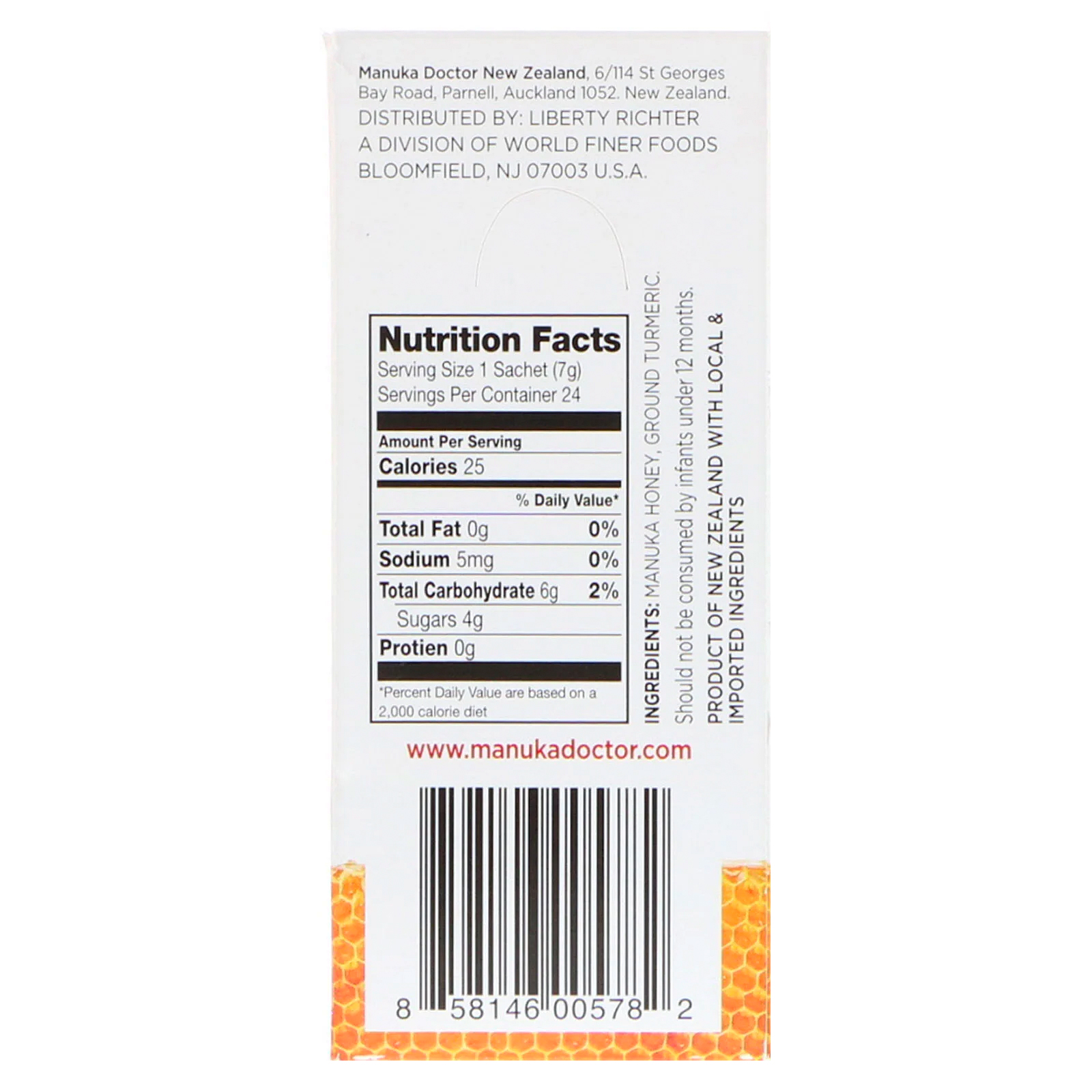 Manuka Doctor, Fusion 20+ Manuka Honey, Turmeric, 24 Sachets, 0.25 oz (7 g) Each - Imagem 3