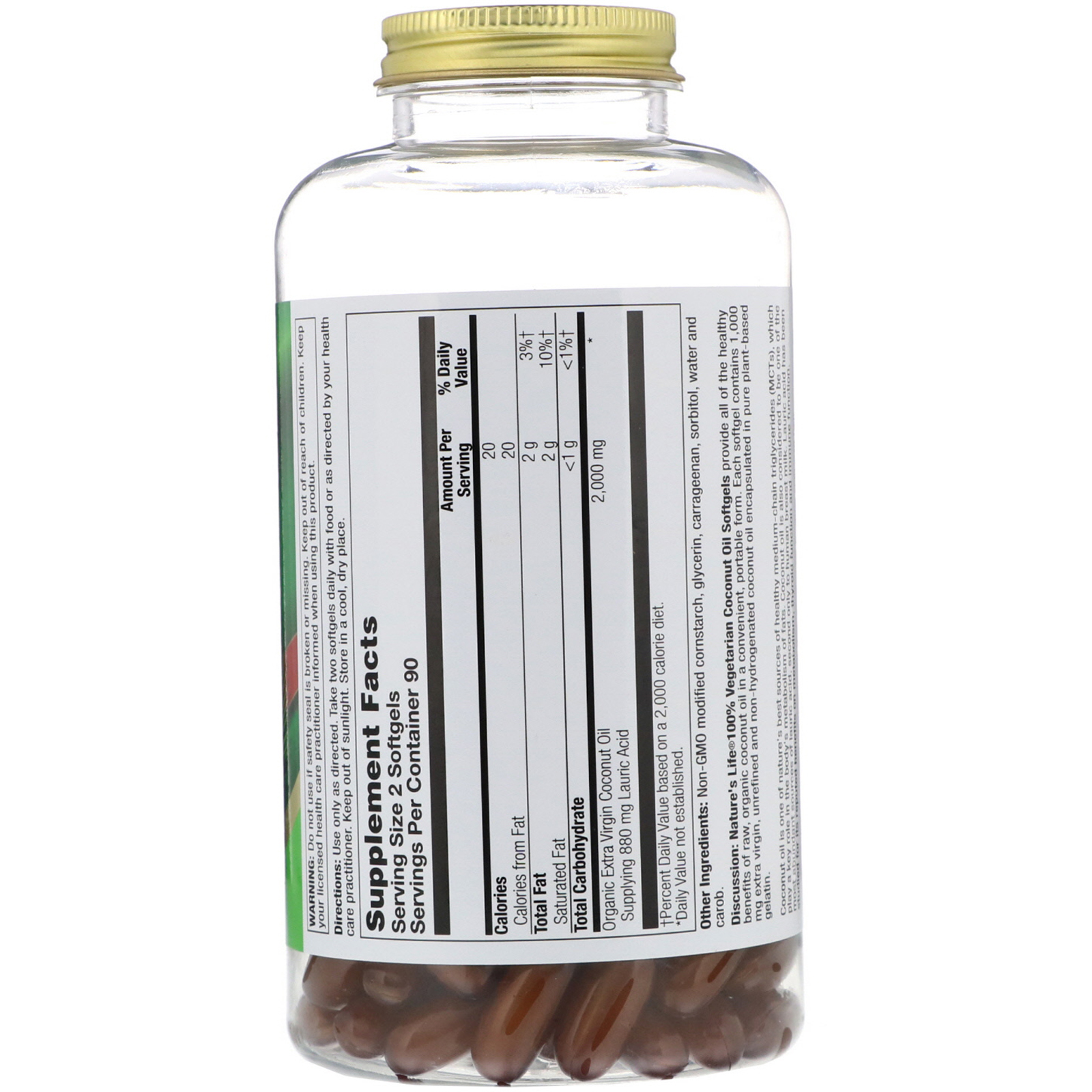 Health From The Sun, Coconut Oil, 180 Vegetarian Softgels - Imagem 2