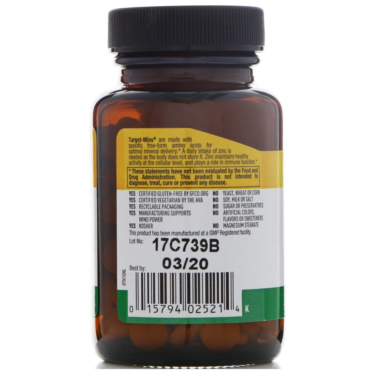 Country Life, Zinco, 50 mg, 180 comprimidos - Imagem 3