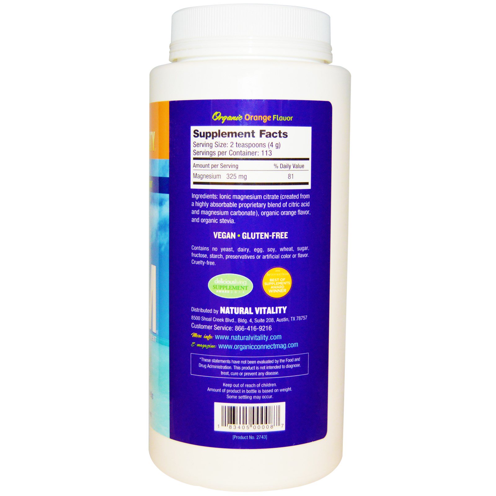 Natural Vitality, Natural Calm, Bebida Antiestresse, Sabor de Laranja Orgânica, 453 g (16 oz) - Imagem 2