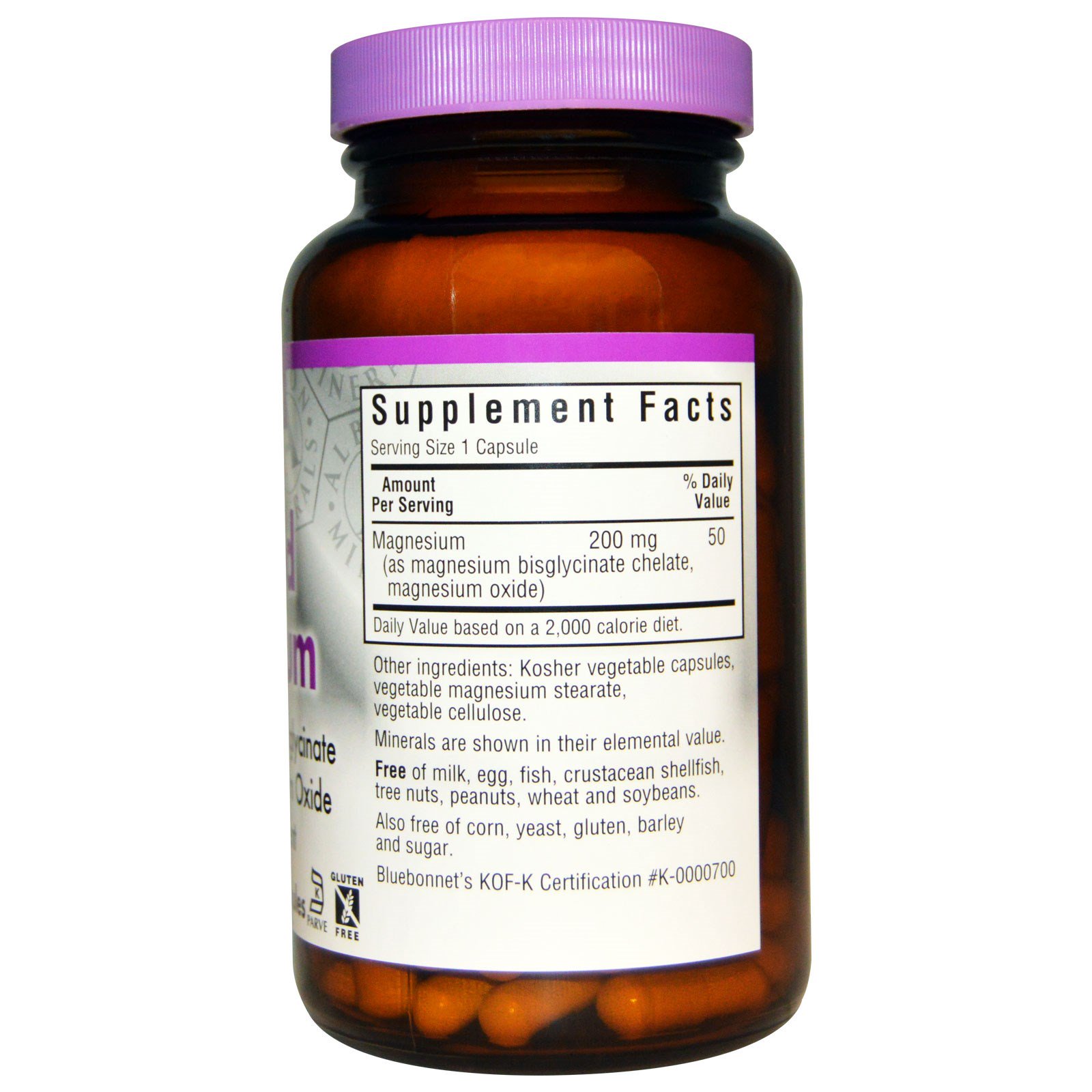 Bluebonnet Nutrition, Buffered Chelated Magnesium, 120 Vegetable Capsules - Imagem 2