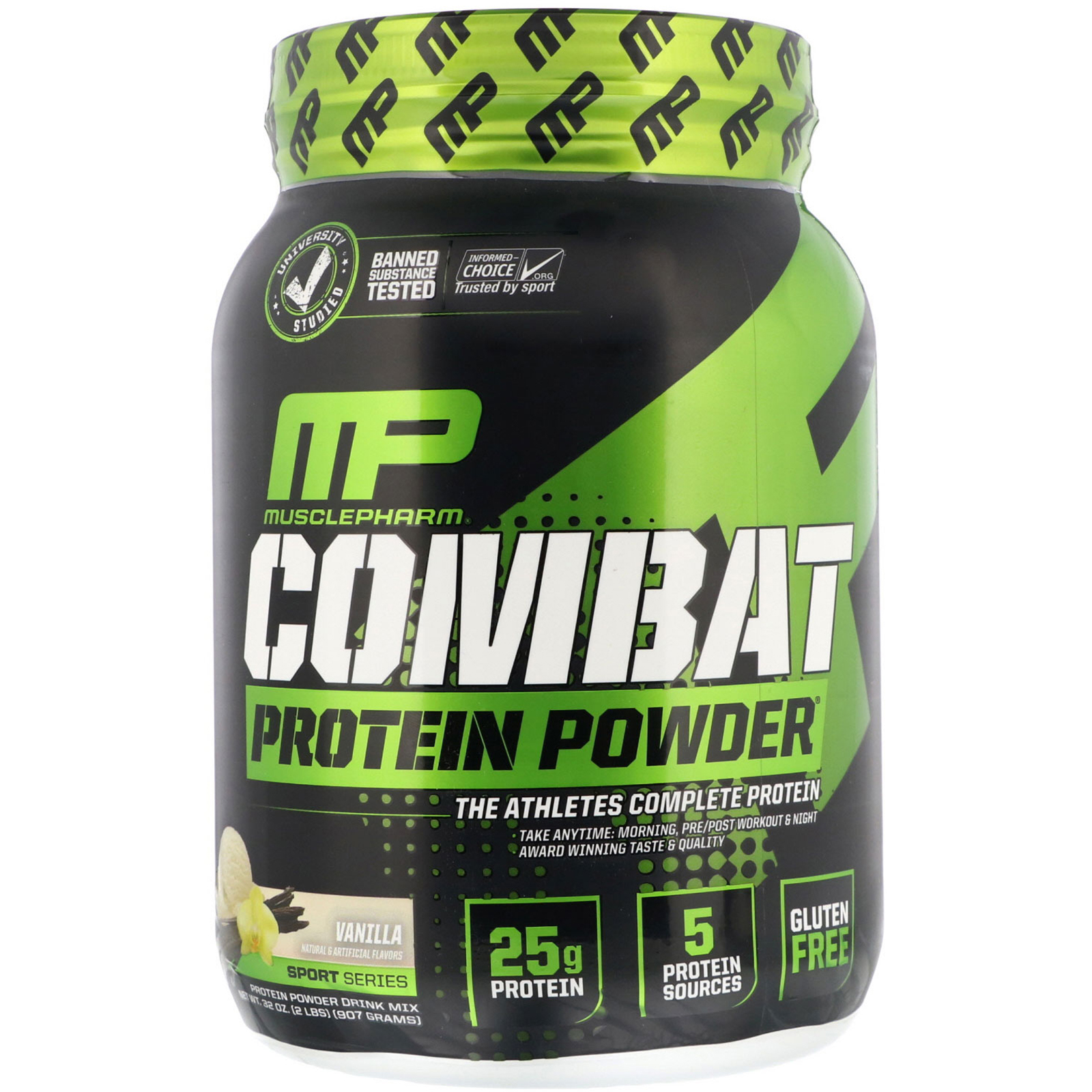 MusclePharm, Combat Protein Powder, Baunilha, 907 g (2 lb)