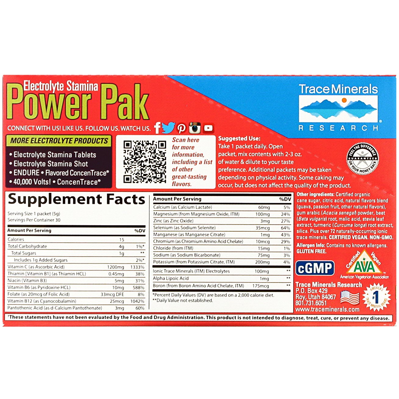 Trace Minerals Research, Electrolyte Stamina Power Pak, Guava Passion Fruit, 30 Packets, 0.18 oz (5 g) Each - Imagem 2