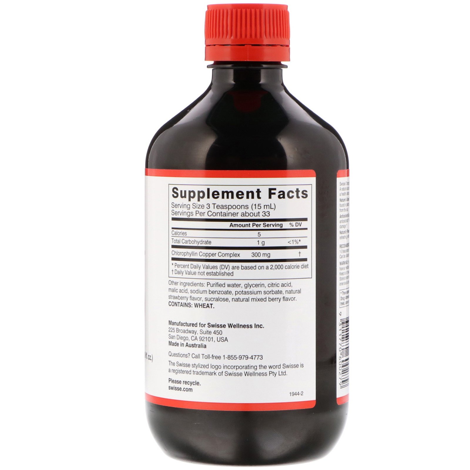 Swisse, Clorofila, Tônico Líquido de Sabor Misto de Frutas, 16.9 fl oz (500 ml) - Imagem 2