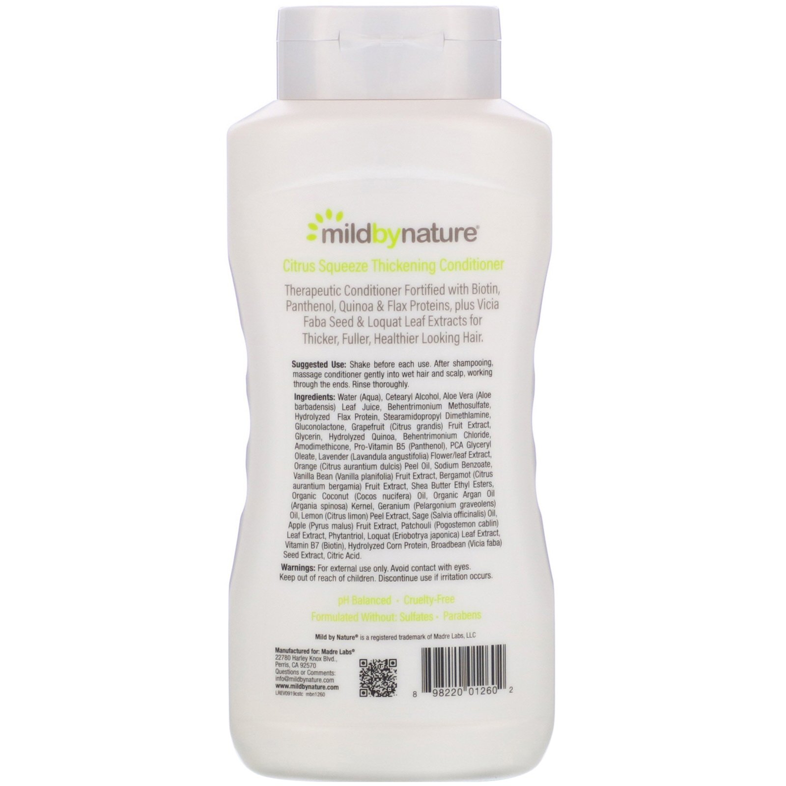 Mild By Nature, Condicionador Espessante Complexo B + Biotina da Madre Labs, Sem Sulfatos, Toque Cítrico, 414 ml (14 fl oz) - Imagem 2
