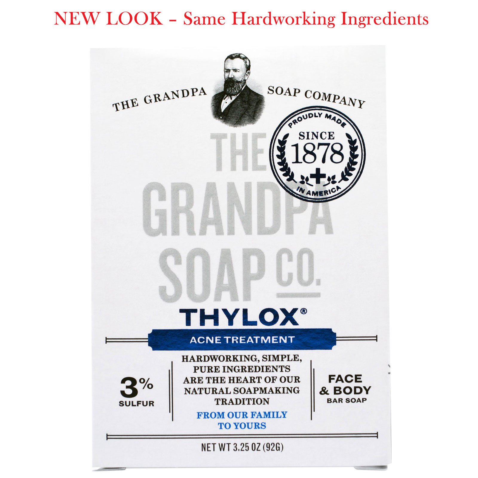 Grandpa's, Thylox Tratamento contra Acne, sabonete em barra para rosto e corpo, 92 g