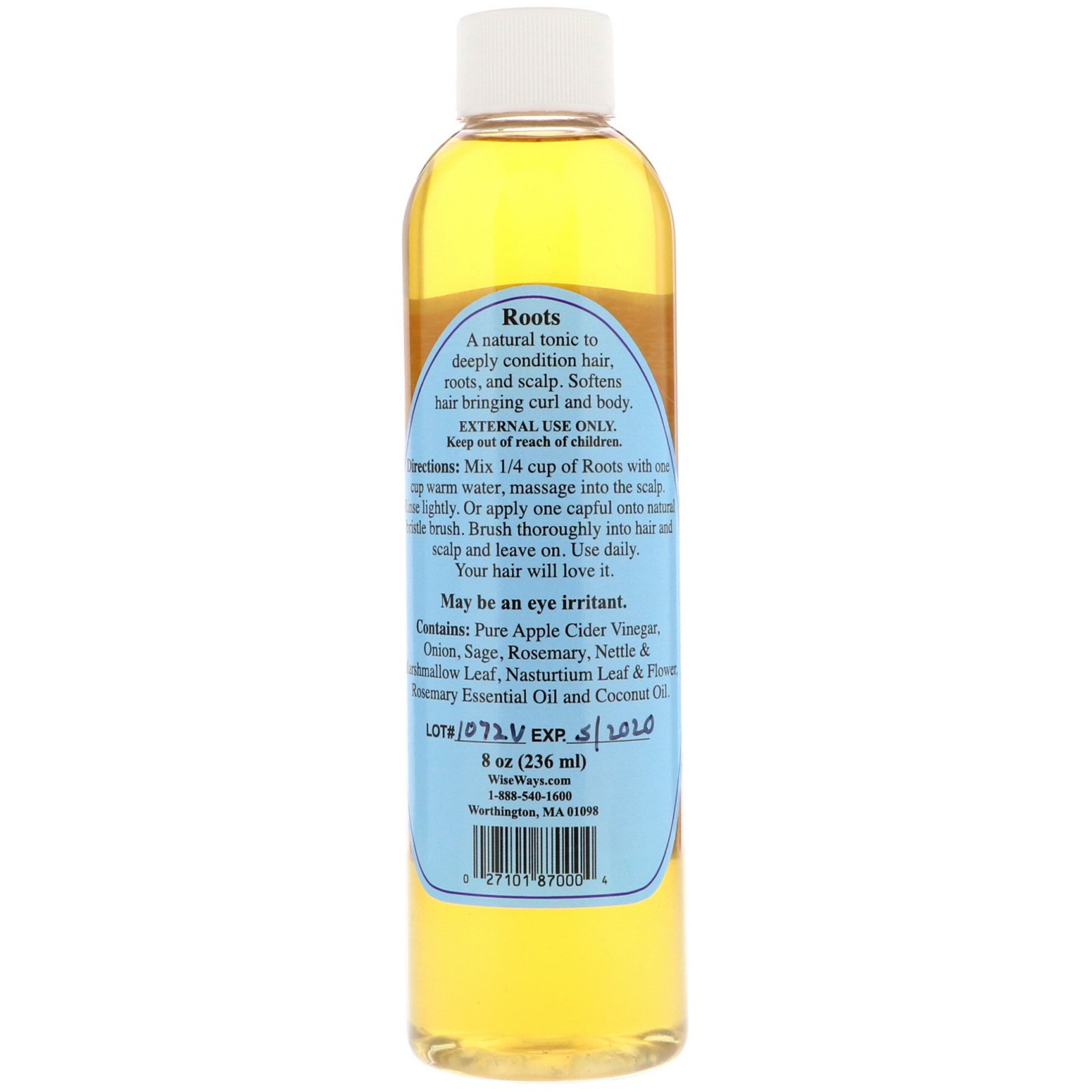 WiseWays Herbals, Raízes, Tônico de Vinagre de Sidra para o Cabelo, Para Todo Tipo de Cabelo, 8 oz (236 ml) - Imagem 2