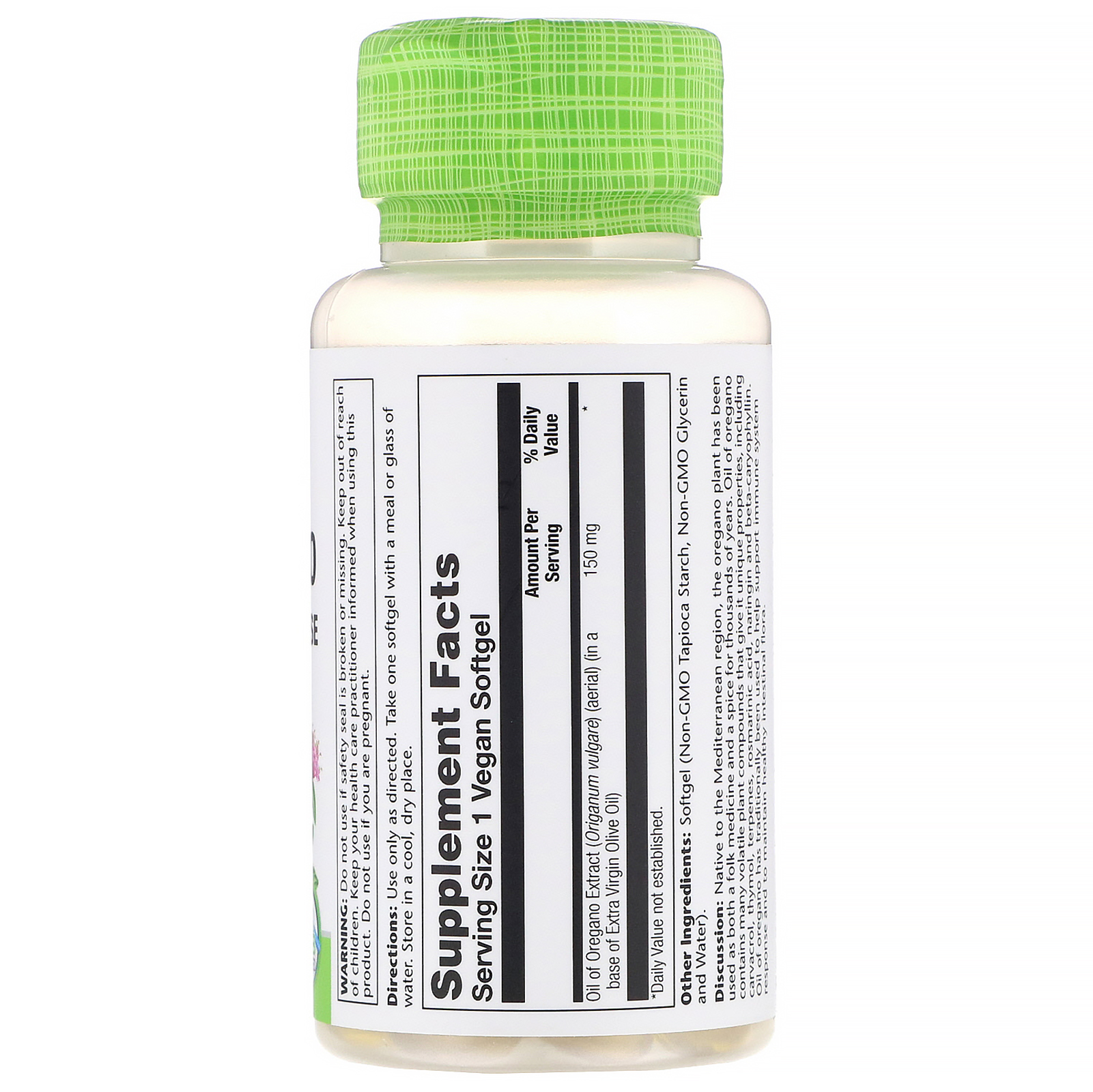 Solaray, Óleo de Orégano, 150 mg, 60 Cápsulas Softgel Veganas - Imagem 2