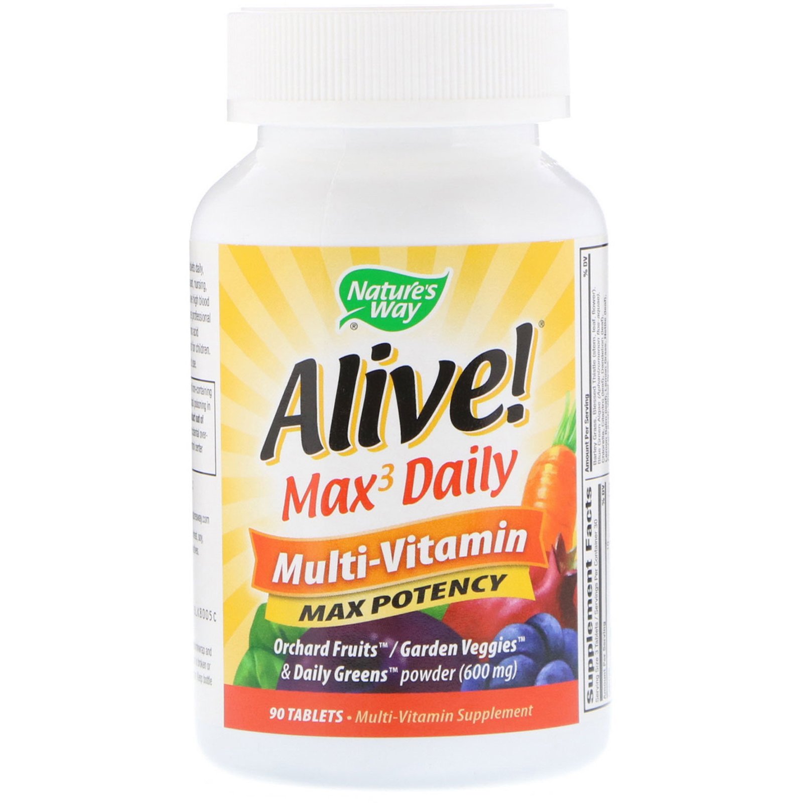 Nature's Way, Alive! Max3 Diário, Multivitamínico, 90 Comprimidos - Imagem 3