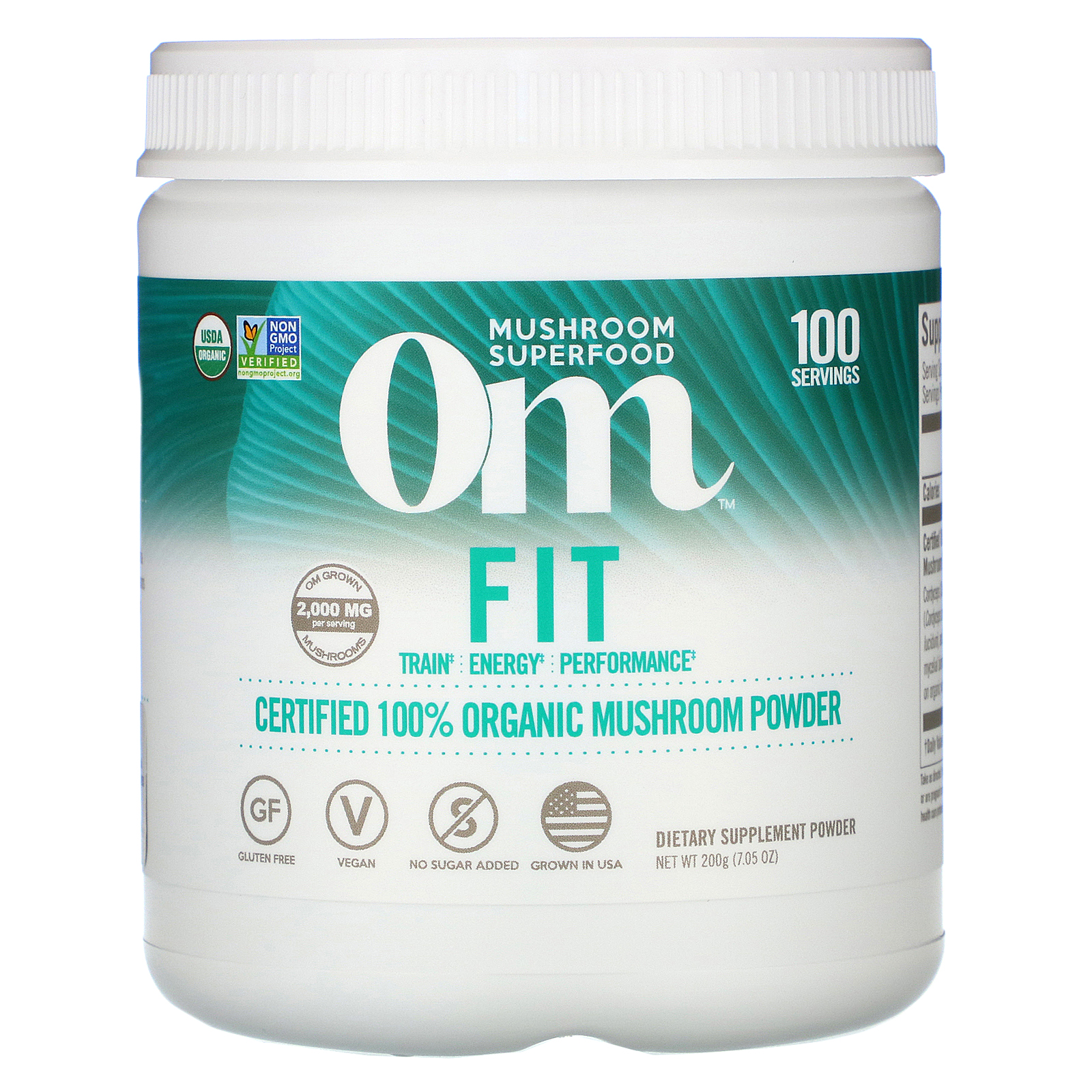 Organic Mushroom Nutrition, Fit, Certified 100% Organic Mushroom Powder, 7.05 oz (200 g)