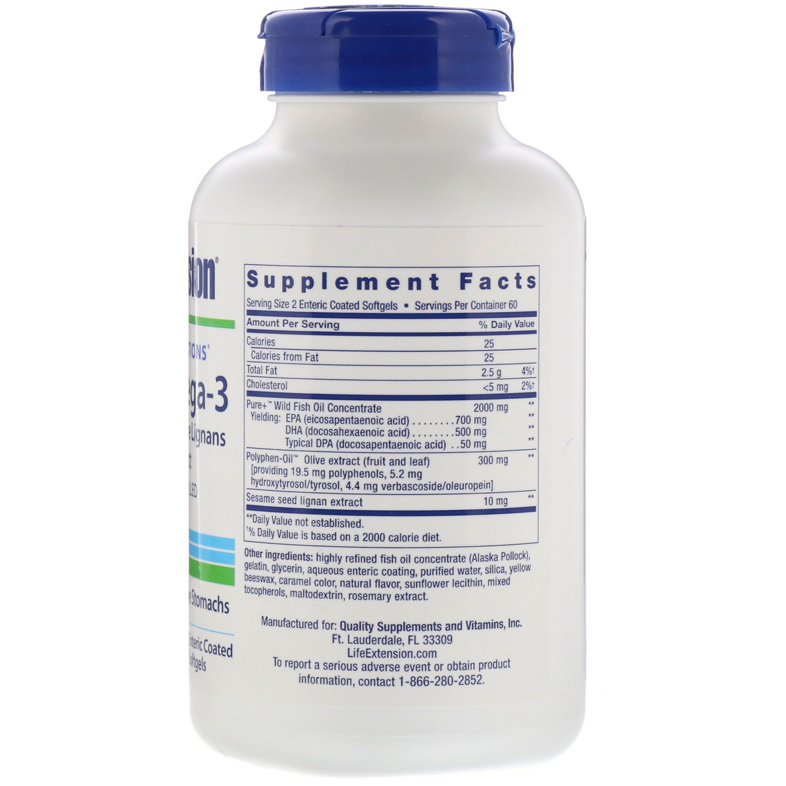 Life Extension, Omega Foundations, Super Omega-3, 120 Cápsulas Gelatinosas de Revestimento Entérico - Imagem 2