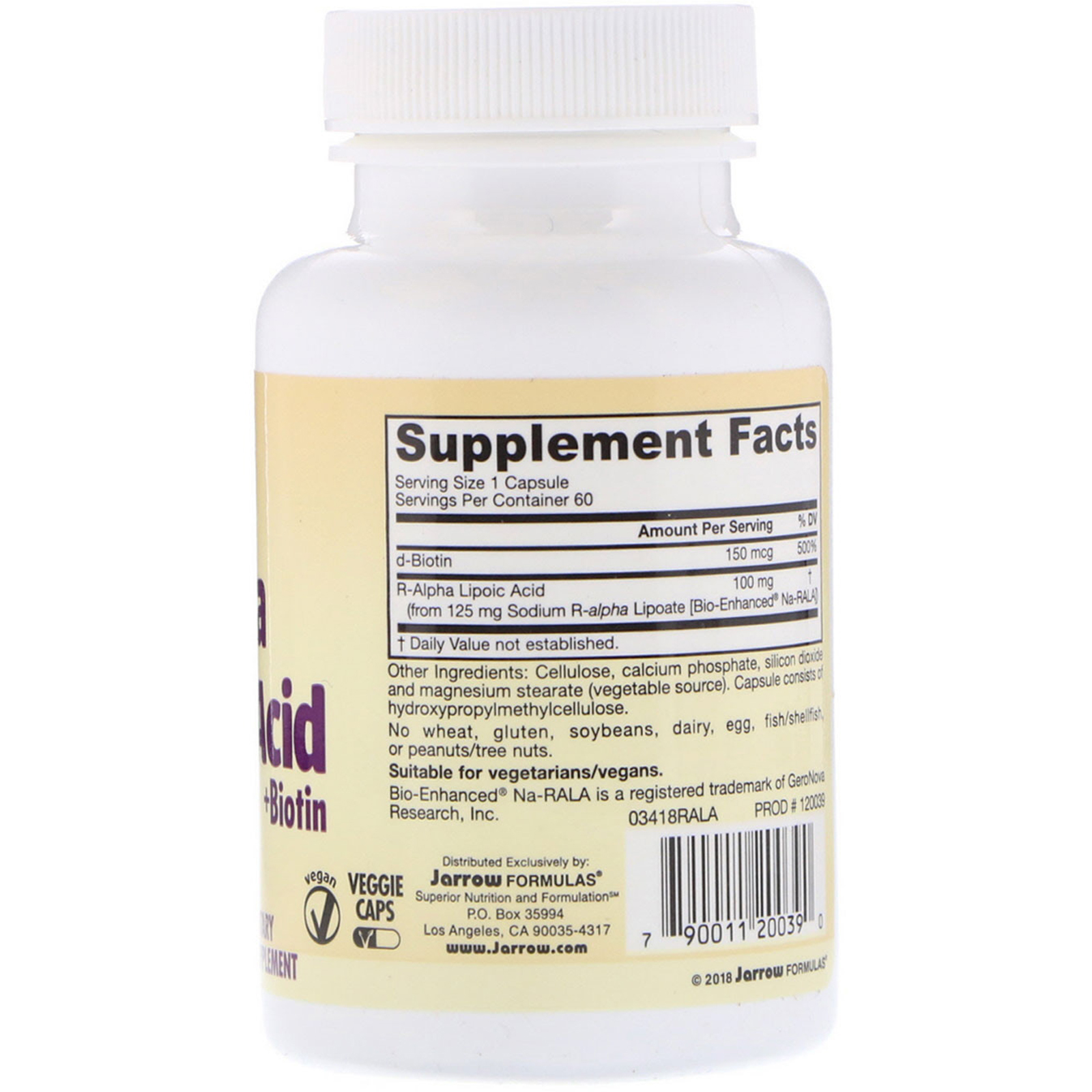 Jarrow Formulas, R-Alpha Lipoic Acid + Biotin, 60 Cápsulas Vegetais - Imagem 2