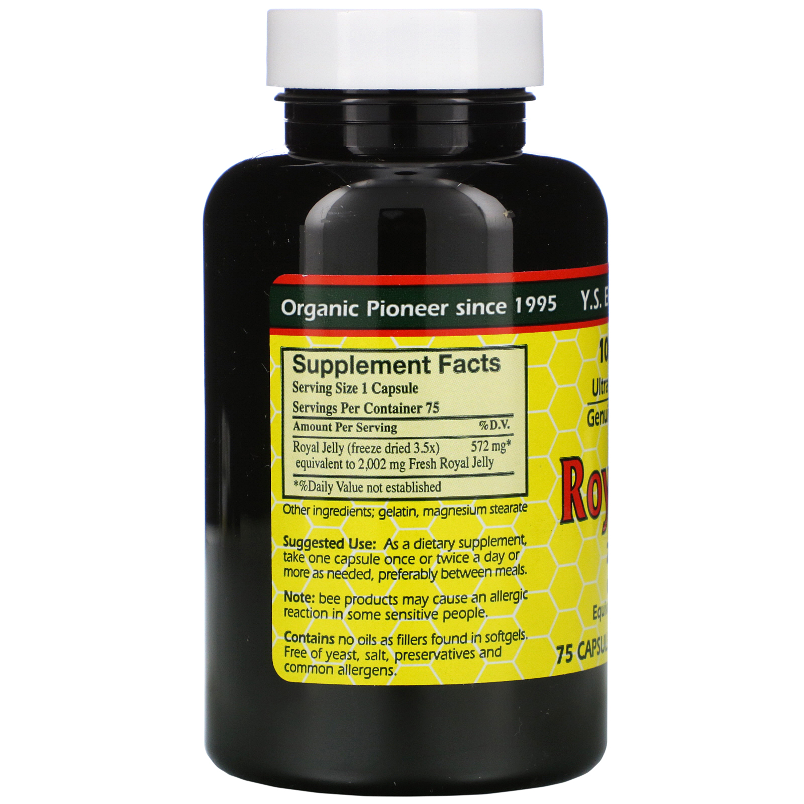 Y.S. Eco Bee Farms, Geléia Real, 100% Pura, 2.000 mg, 75 Cápsulas - Imagem 2