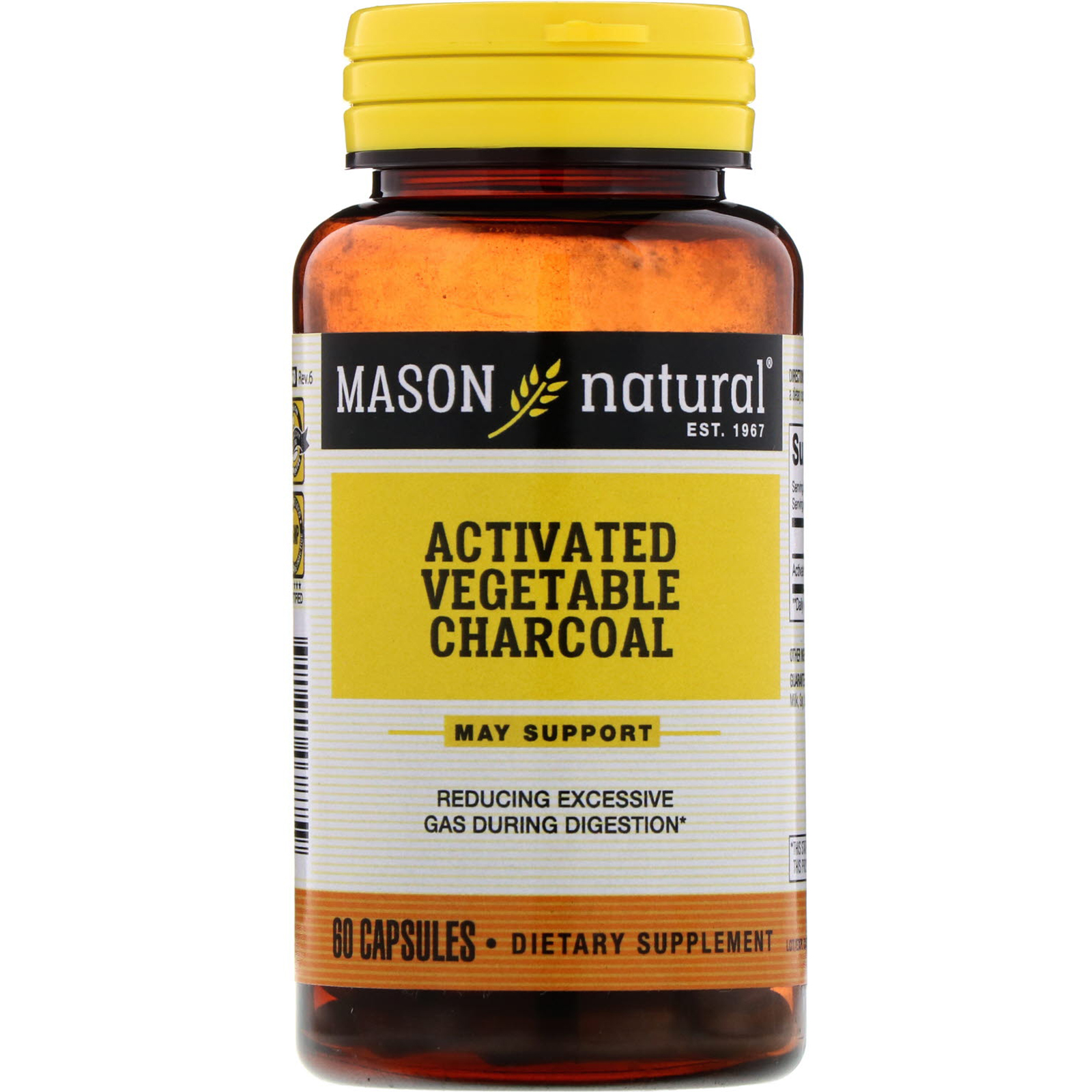 Mason Natural, Carvão Vegetal Ativado, 60 Cápsulas