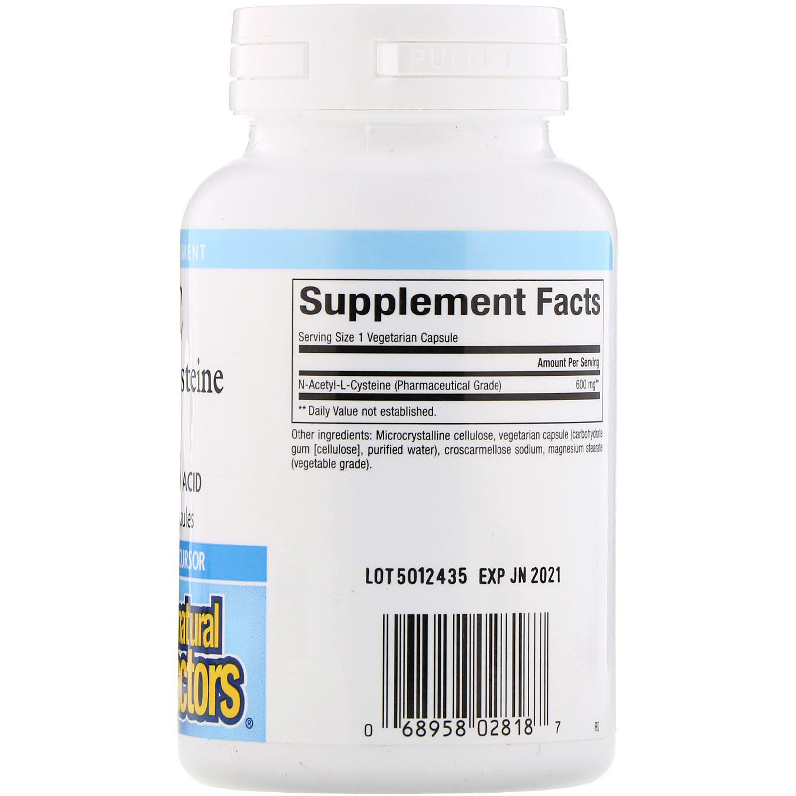 Natural Factors, NAC N-Acetyl-L-Cysteine, 600 mg, 60 Vegetarian Capsules - Imagem 2