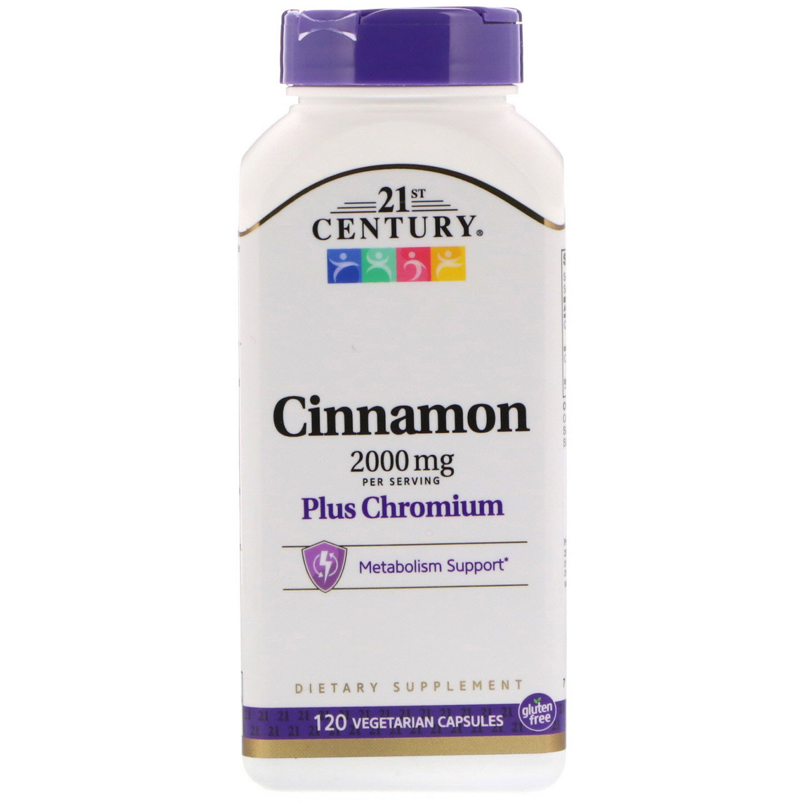 21st Century, Canela com Cromo, 2000 mg, 120 Cápsulas Vegetais