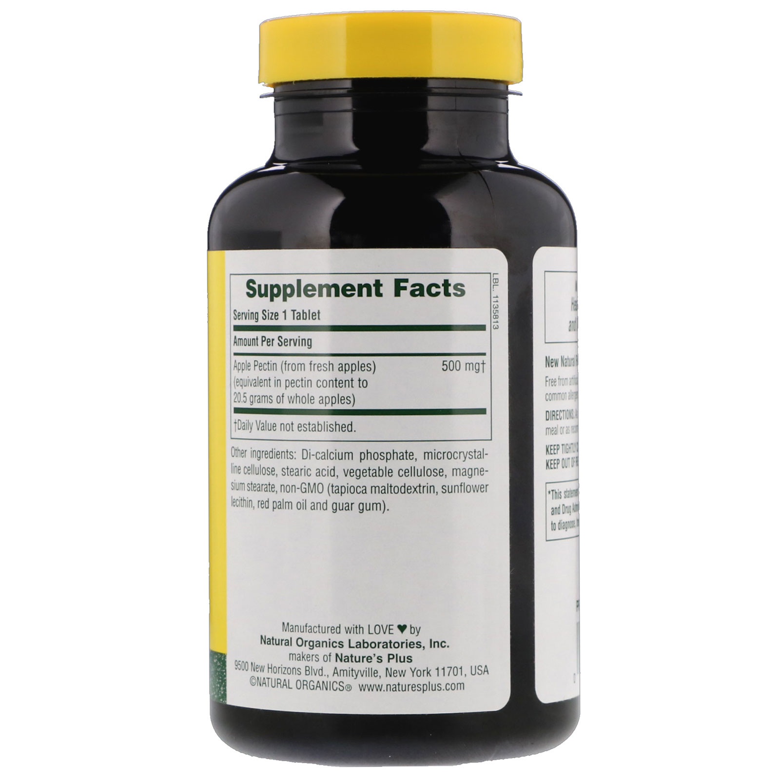 Nature's Plus, Pectina de Maçã, 500 mg, 180 comprimidos - Imagem 2
