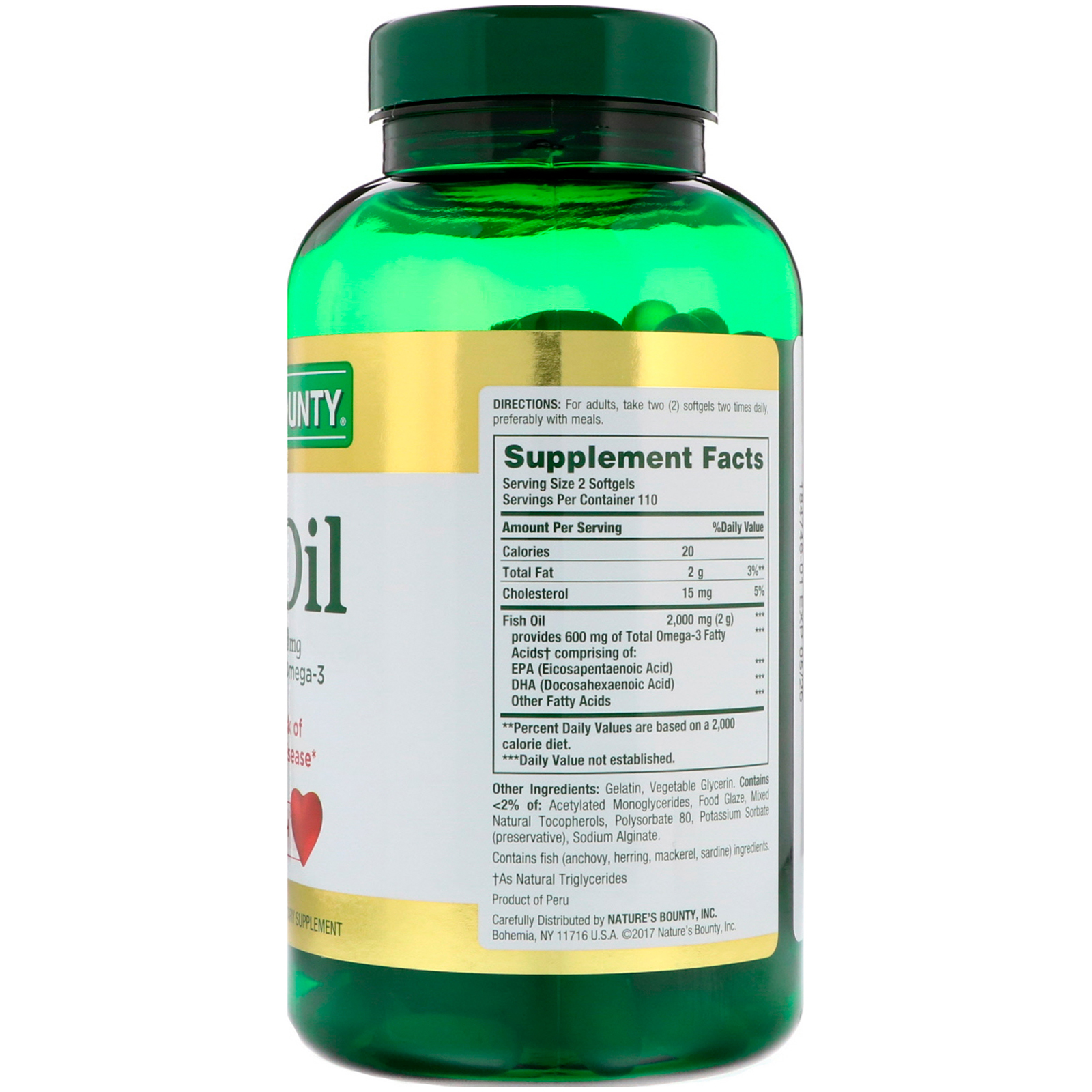Nature's Bounty, Óleo de peixe sem cheiro, 1.000 mg, 220 Softgels revestidos - Imagem 2