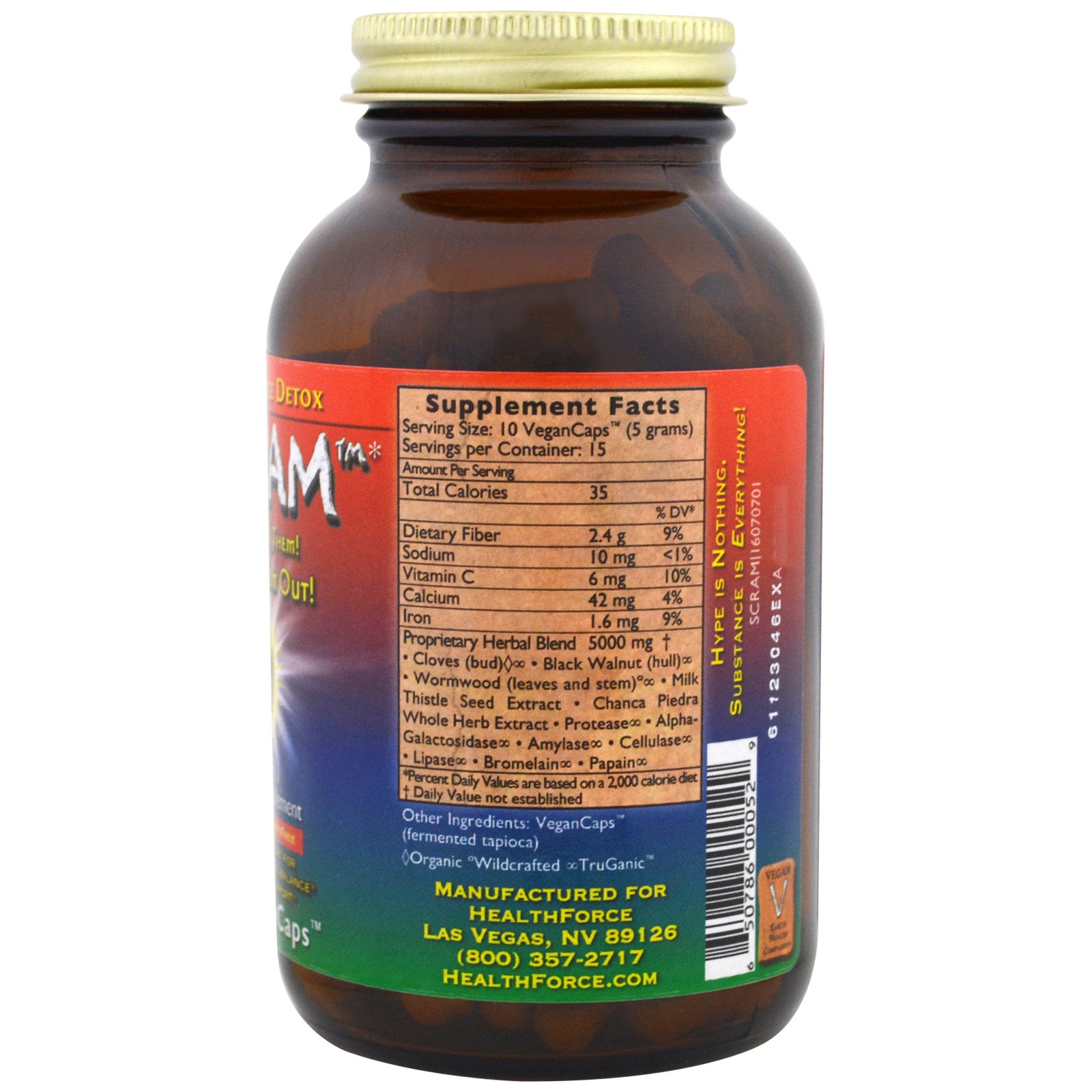 HealthForce Superfoods, Scram, 150 VeganCaps - Imagem 2