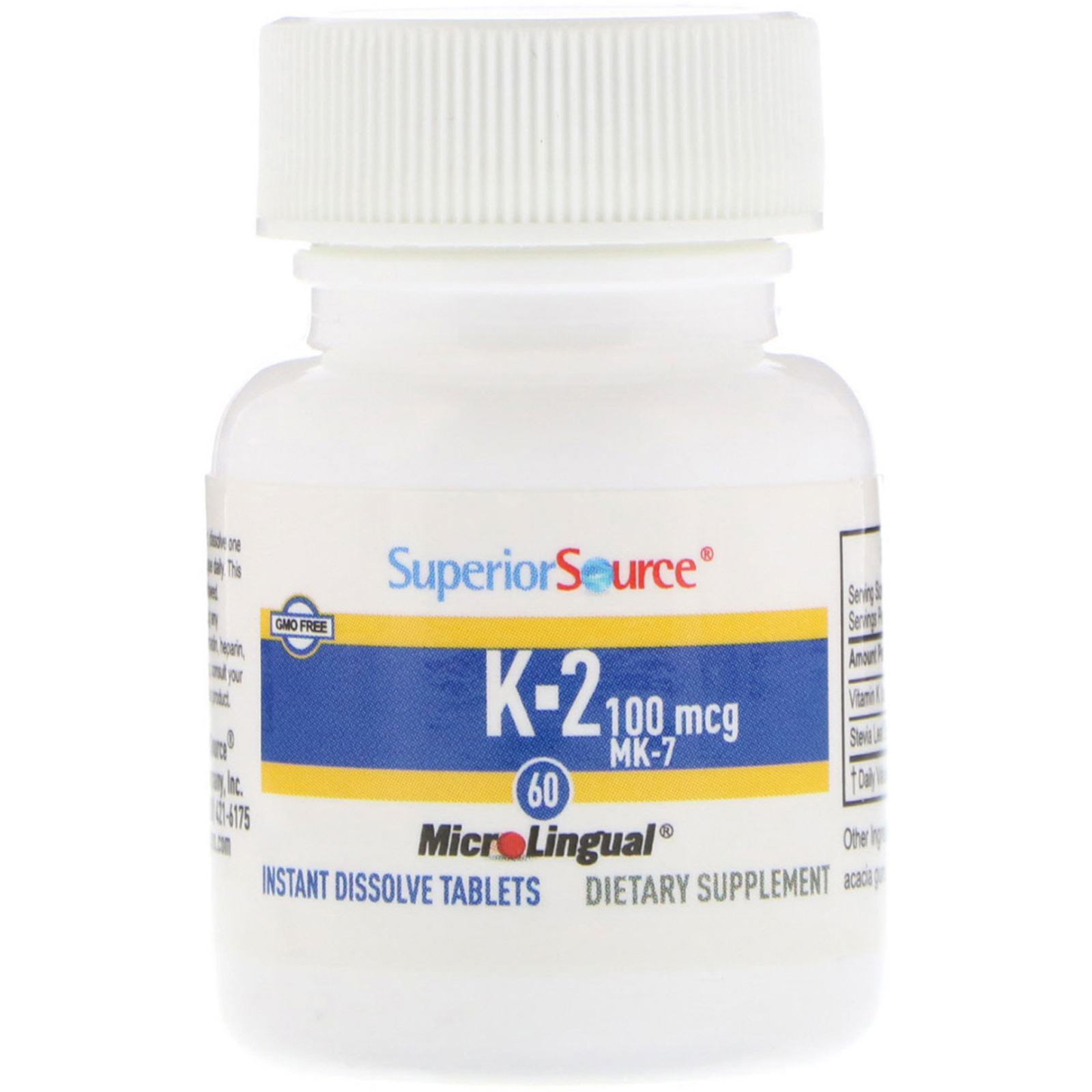 Superior Source, Vitamina K-2, 100 mcg, 60 comprimidos microlinguais solúveis instantâneos - Imagem 3