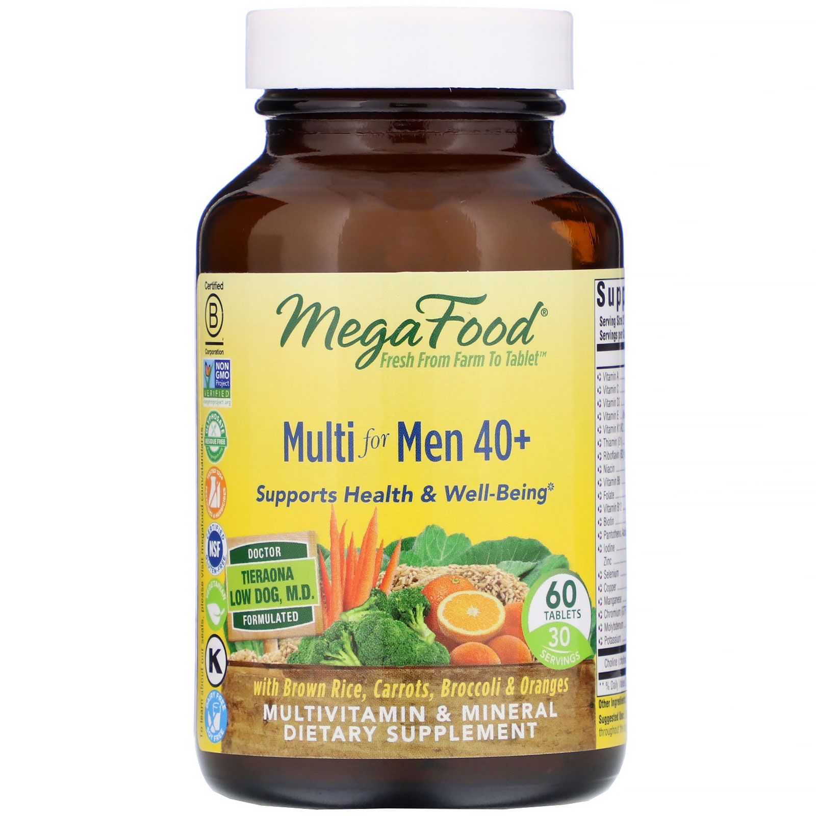MegaFood, Multi para Homens com +40, 60 pastilhas