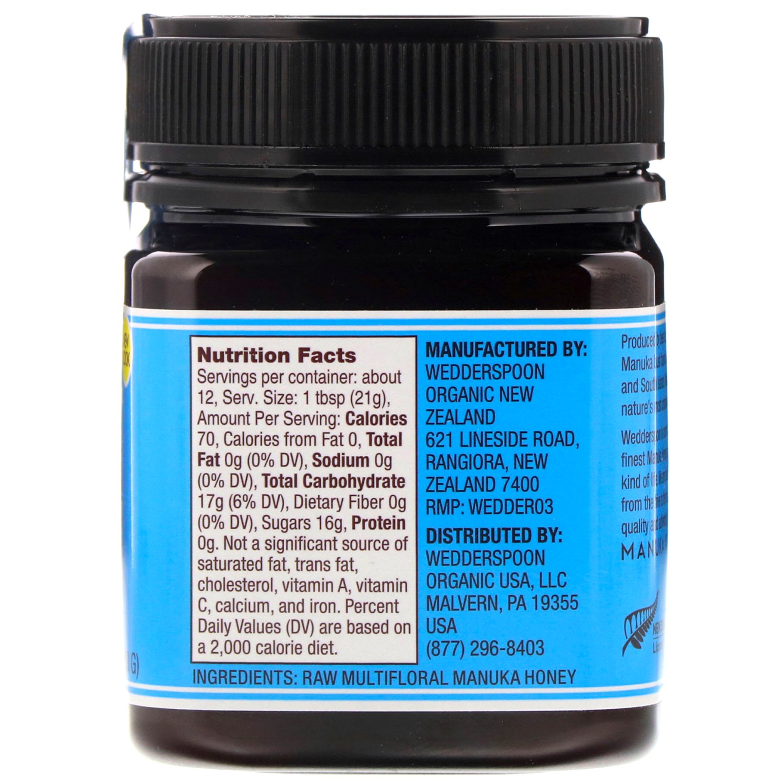 Wedderspoon, Raw Multifloral Manuka Honey, KFactor 12, 8.8 oz (250 g) - Imagem 2
