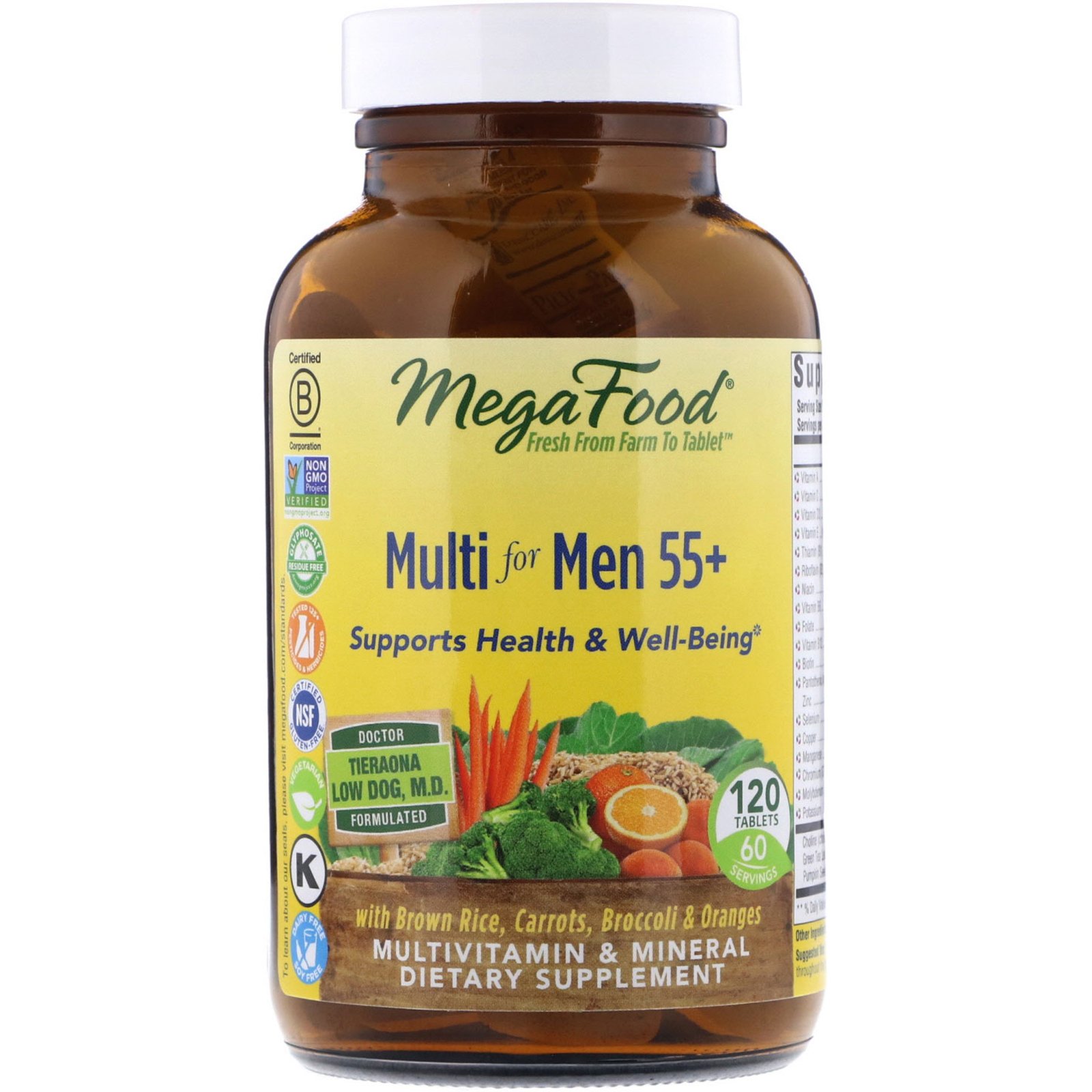MegaFood, Multivitamínico para Homens acima de 55 Anos, 120 Comprimidos