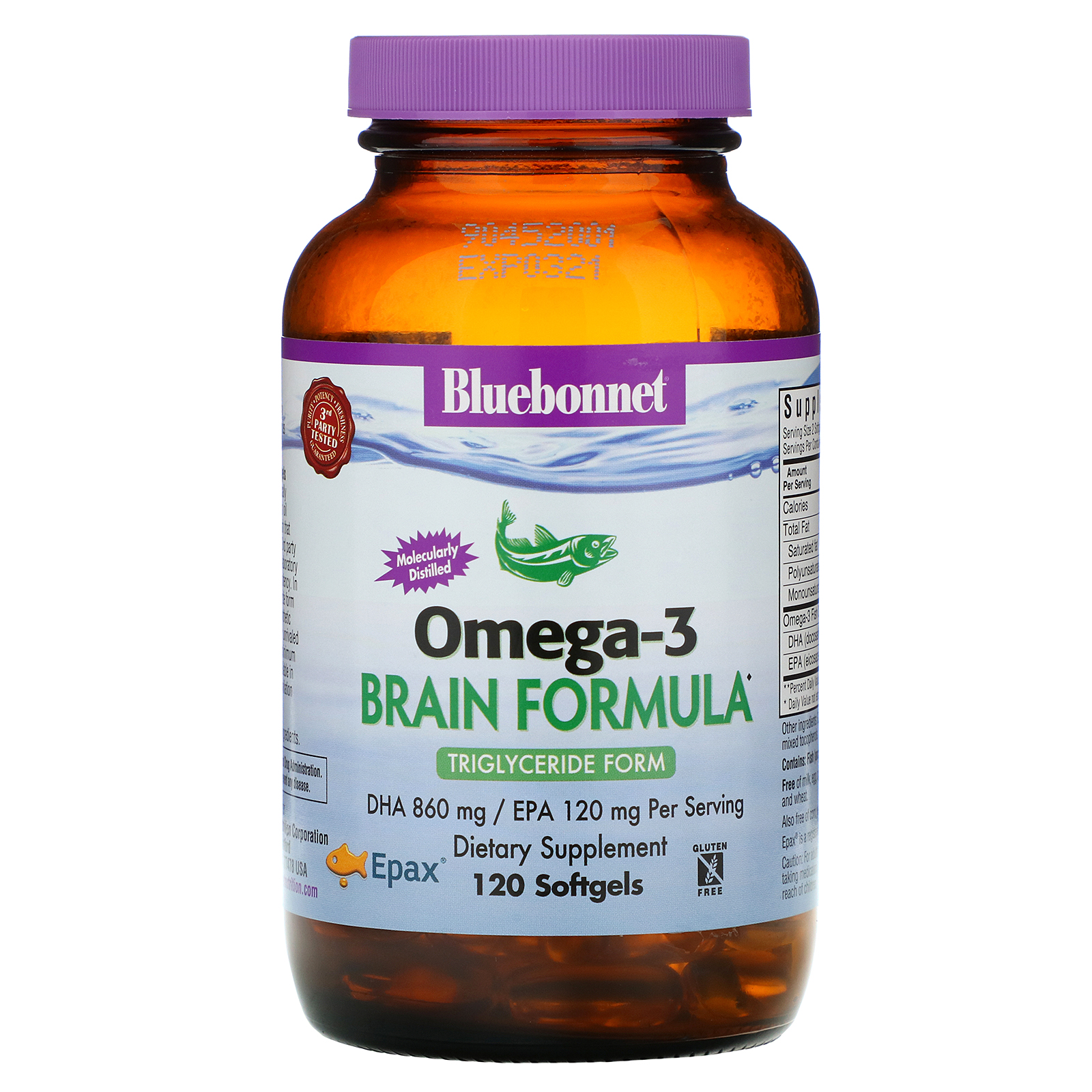 Bluebonnet Nutrition, Natural Omega-3 Brain Formula, 120 Softgels