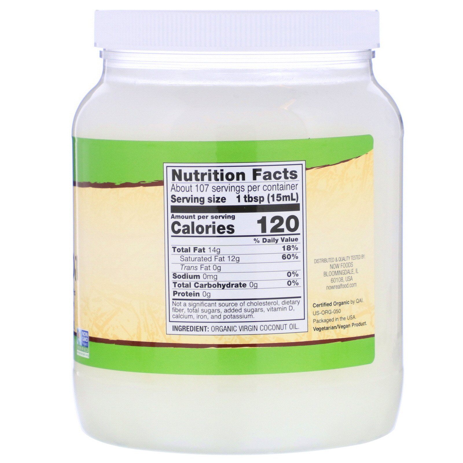 Now Foods, Óleo de Coco Virgem Orgânico, 1,6 L (54 fl oz) - Imagem 2